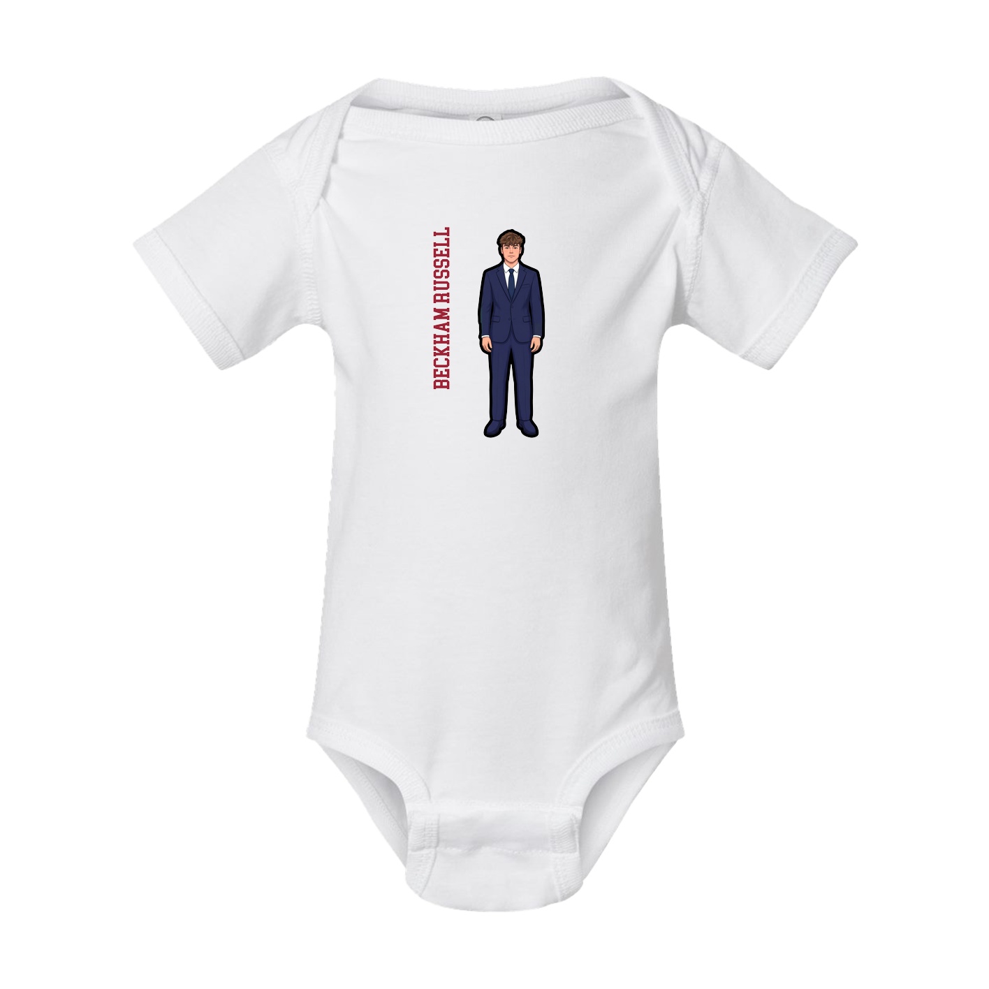Baby Onesie — Name Vertical in White