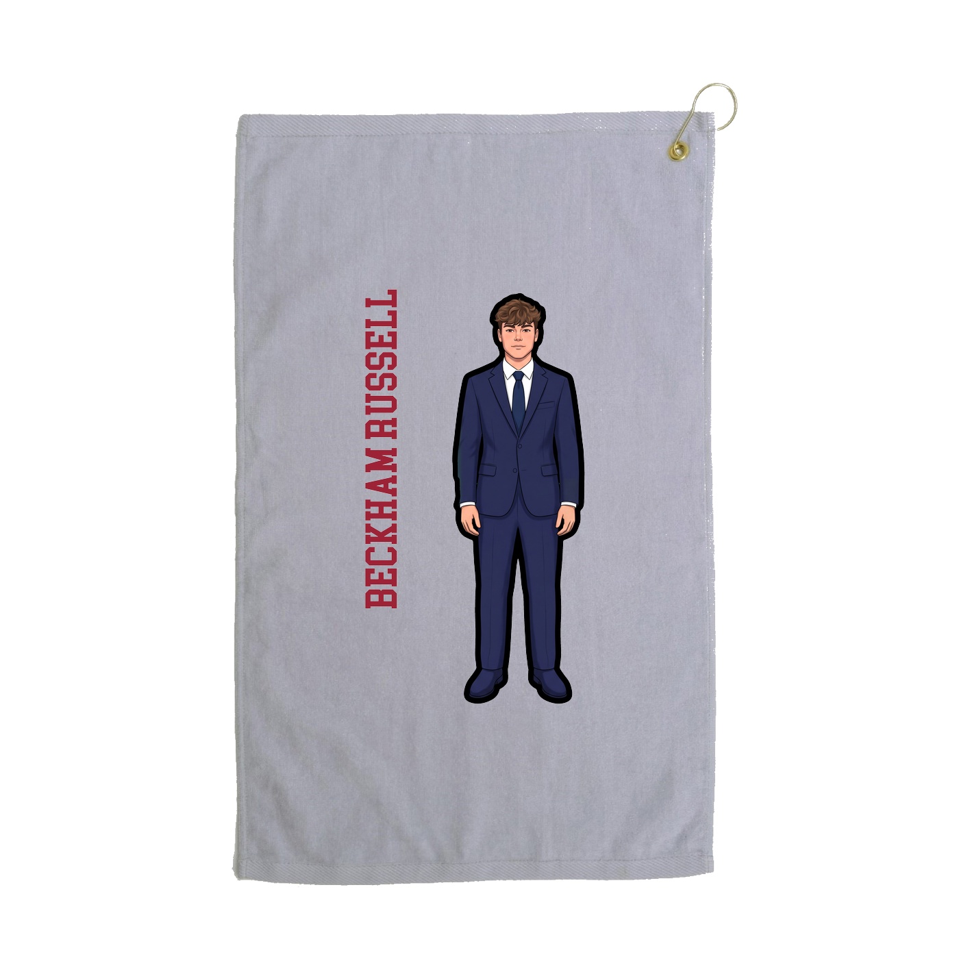 Golf Towel — Name Vertical in Grey