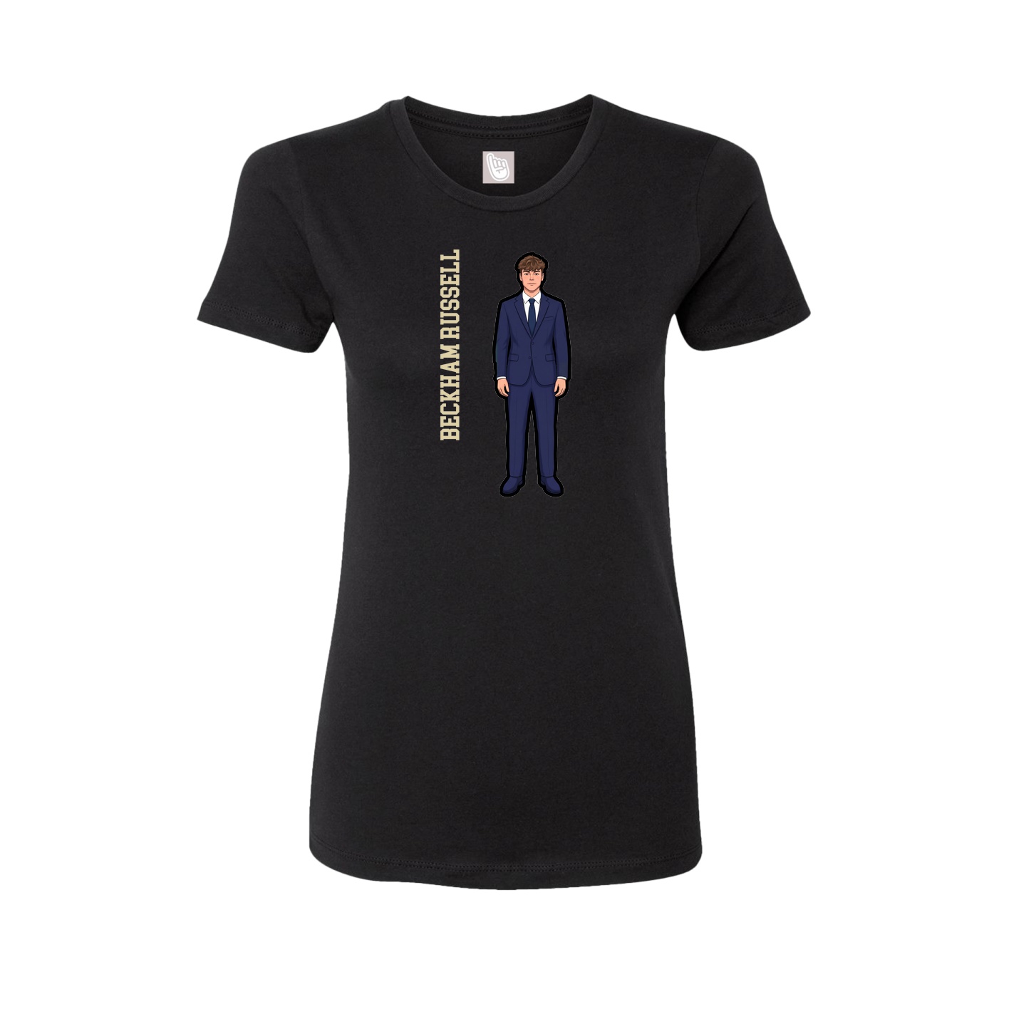 Fitted Women's Tee — Name Vertical in Black