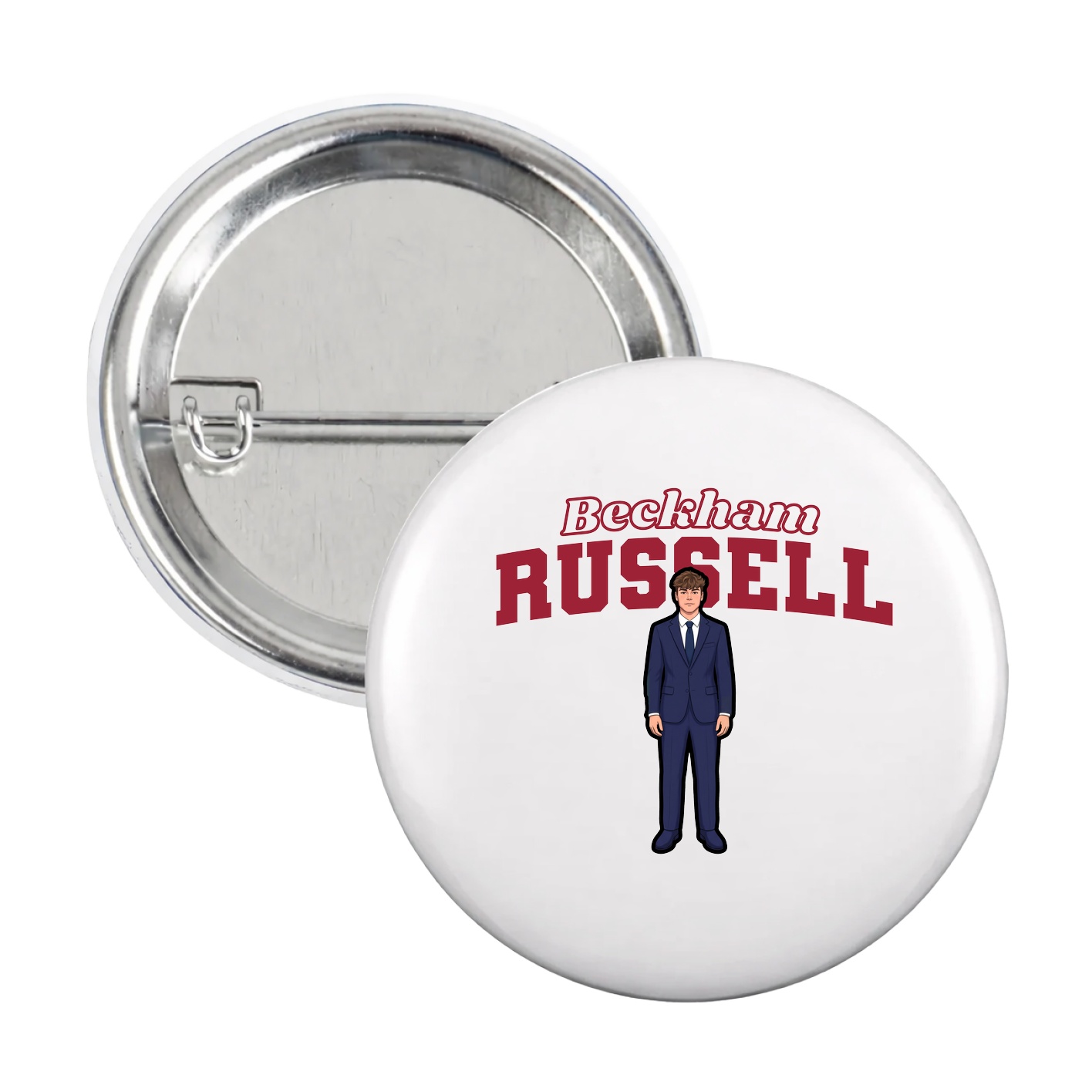 Game Day Button — Name Arch in White