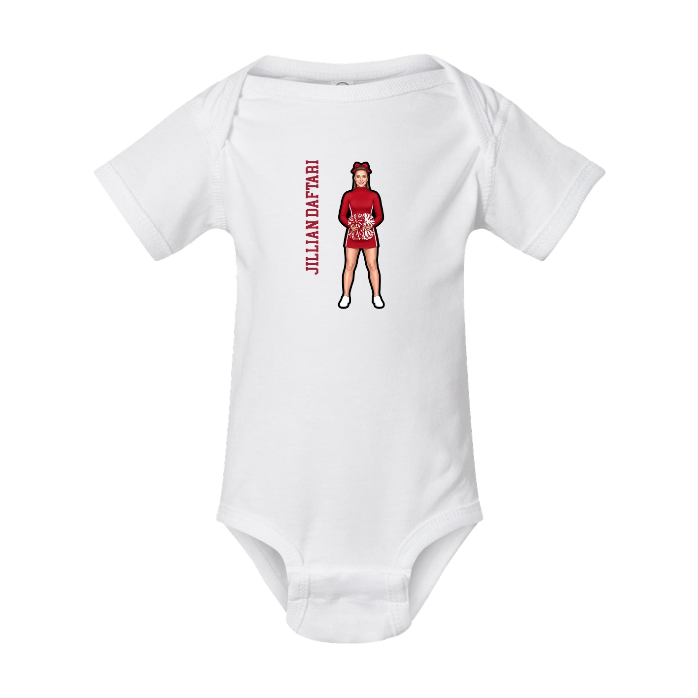 Baby Onesie — Name Vertical in White