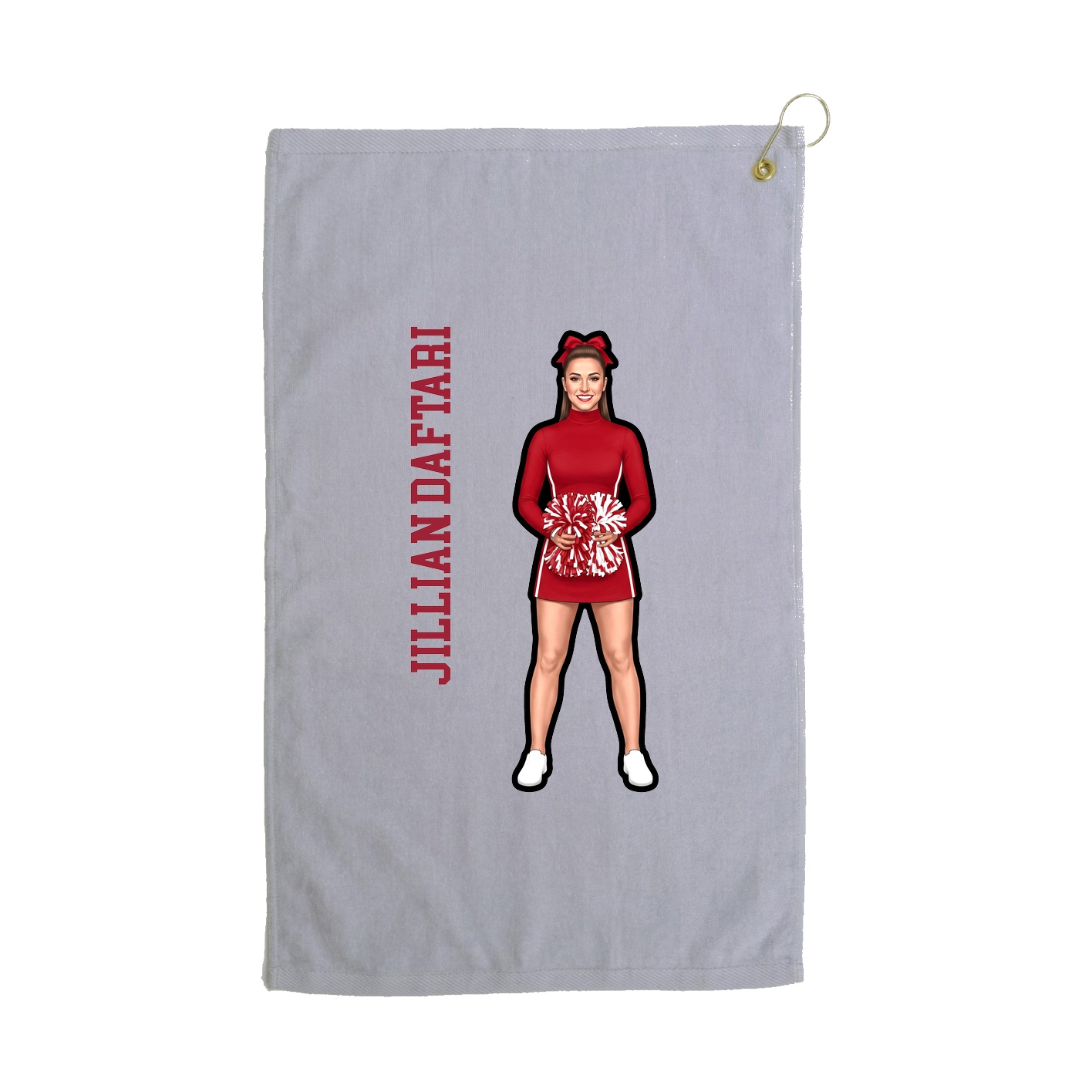 Golf Towel — Name Vertical in Grey