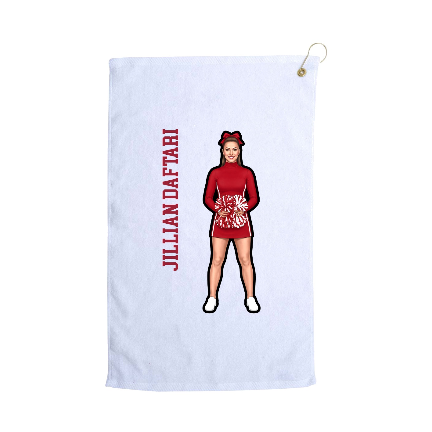 Golf Towel — Name Vertical in White