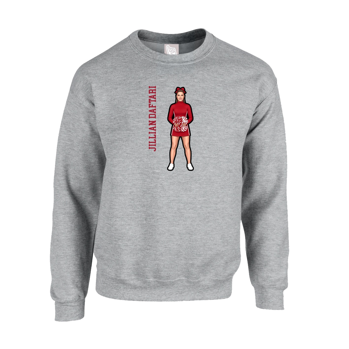 Fleece Crew — Name Vertical in Grey