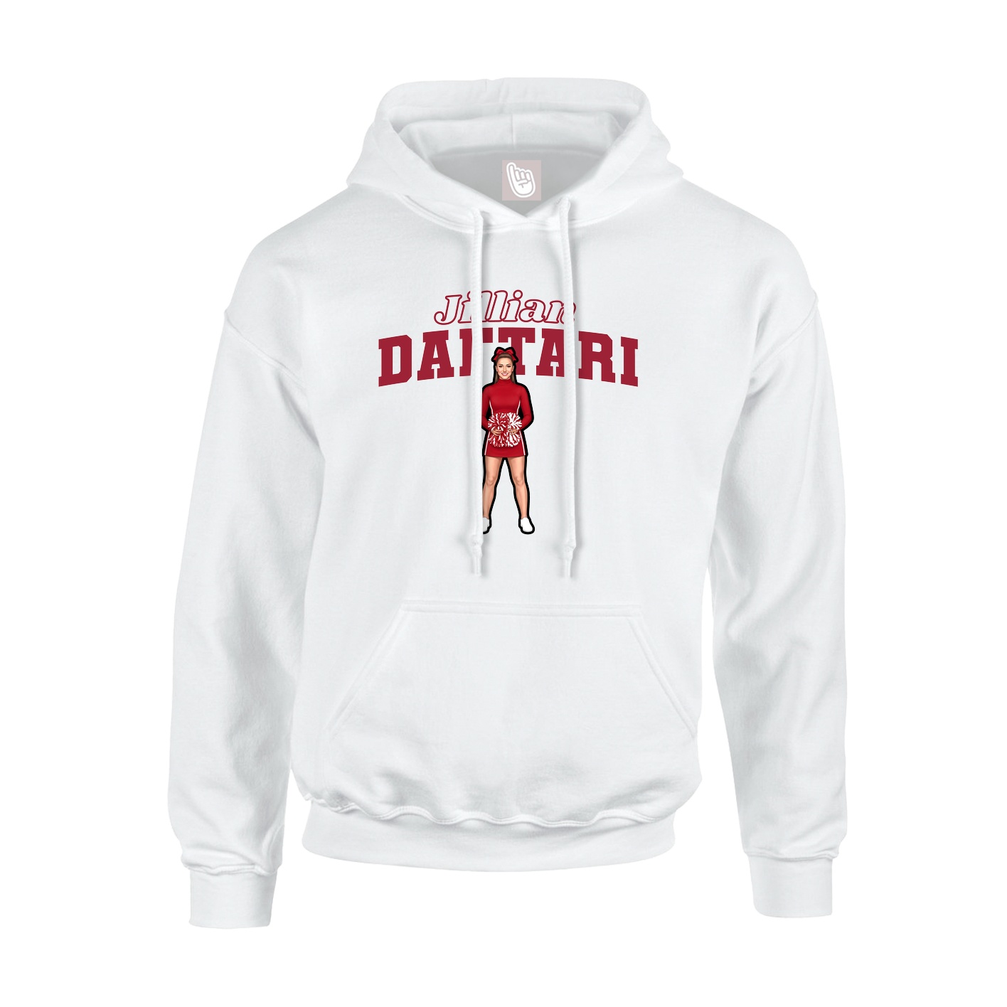 Youth Hoodie — Name Arch in White