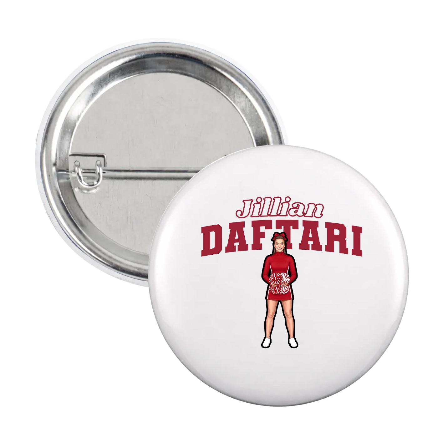 Game Day Button — Name Arch in White