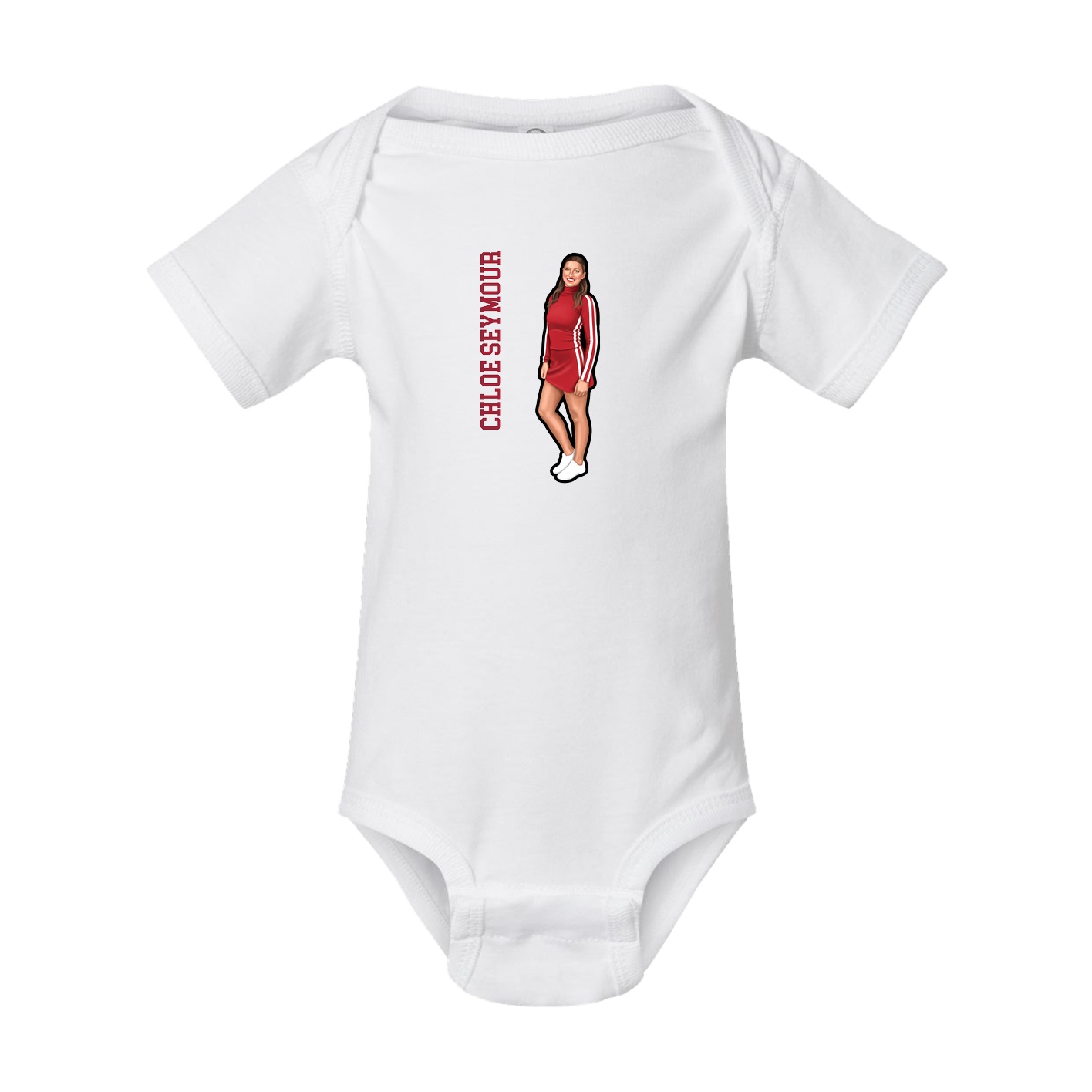 Baby Onesie — Name Vertical in White