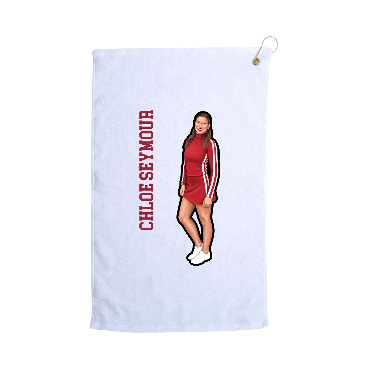 Golf Towel — Name Vertical in White