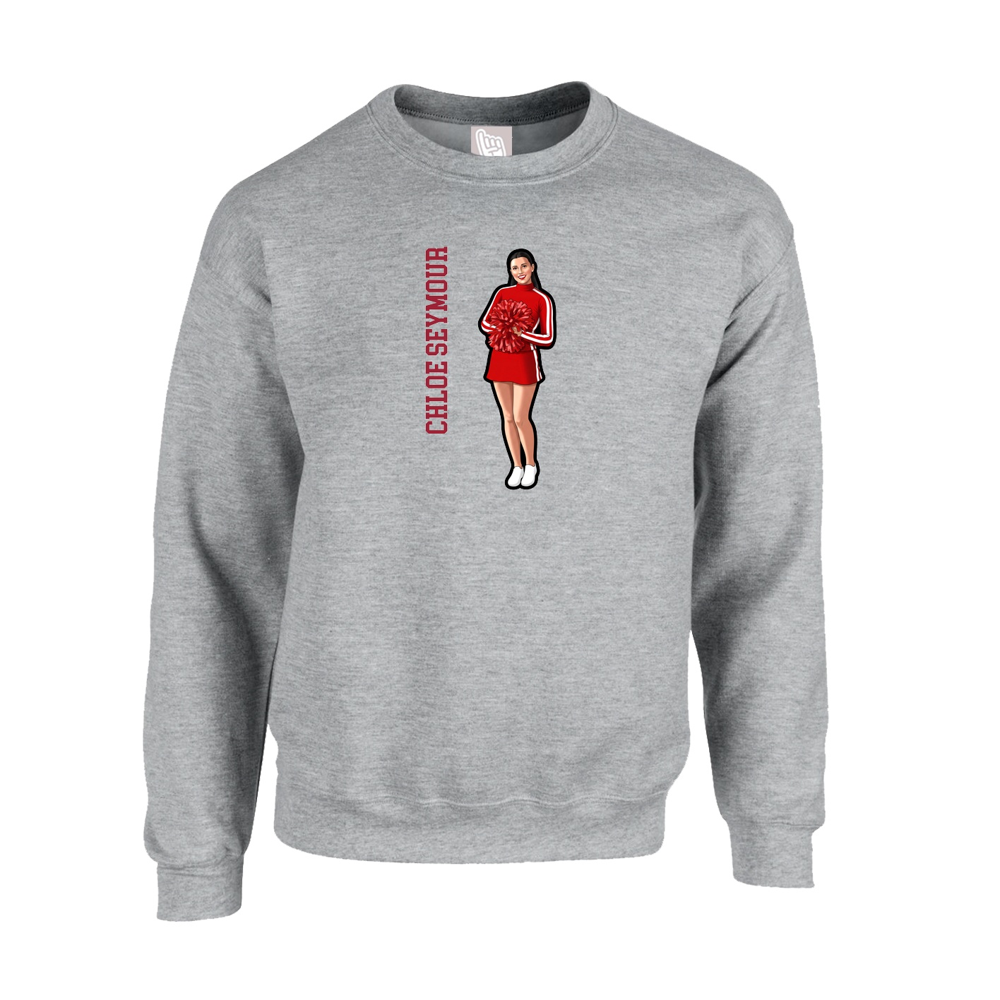 Fleece Crew — Name Vertical in Grey