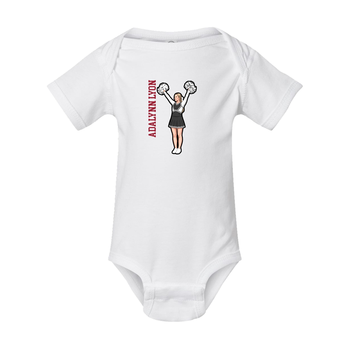 Baby Onesie — Name Vertical in White