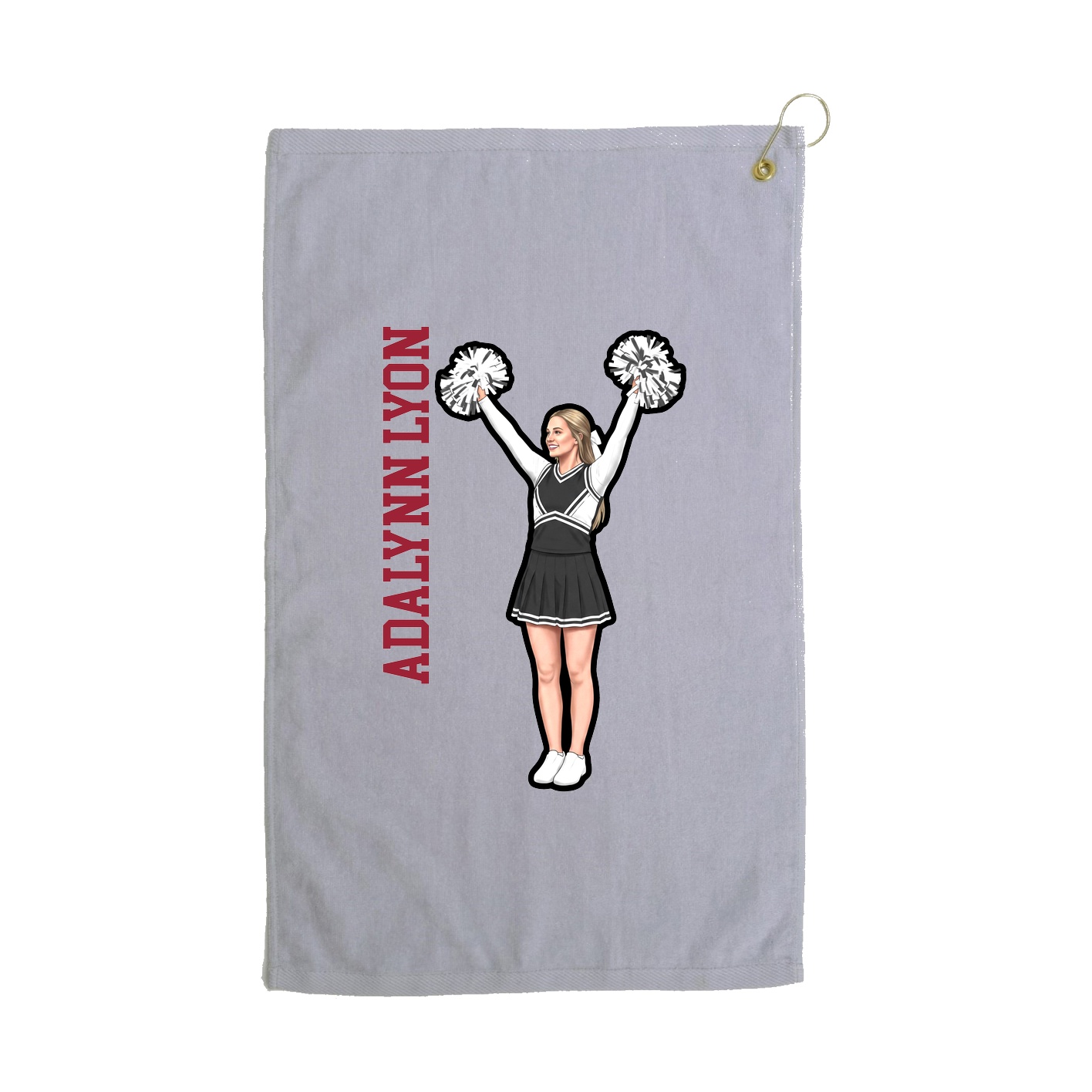 Golf Towel — Name Vertical in Grey