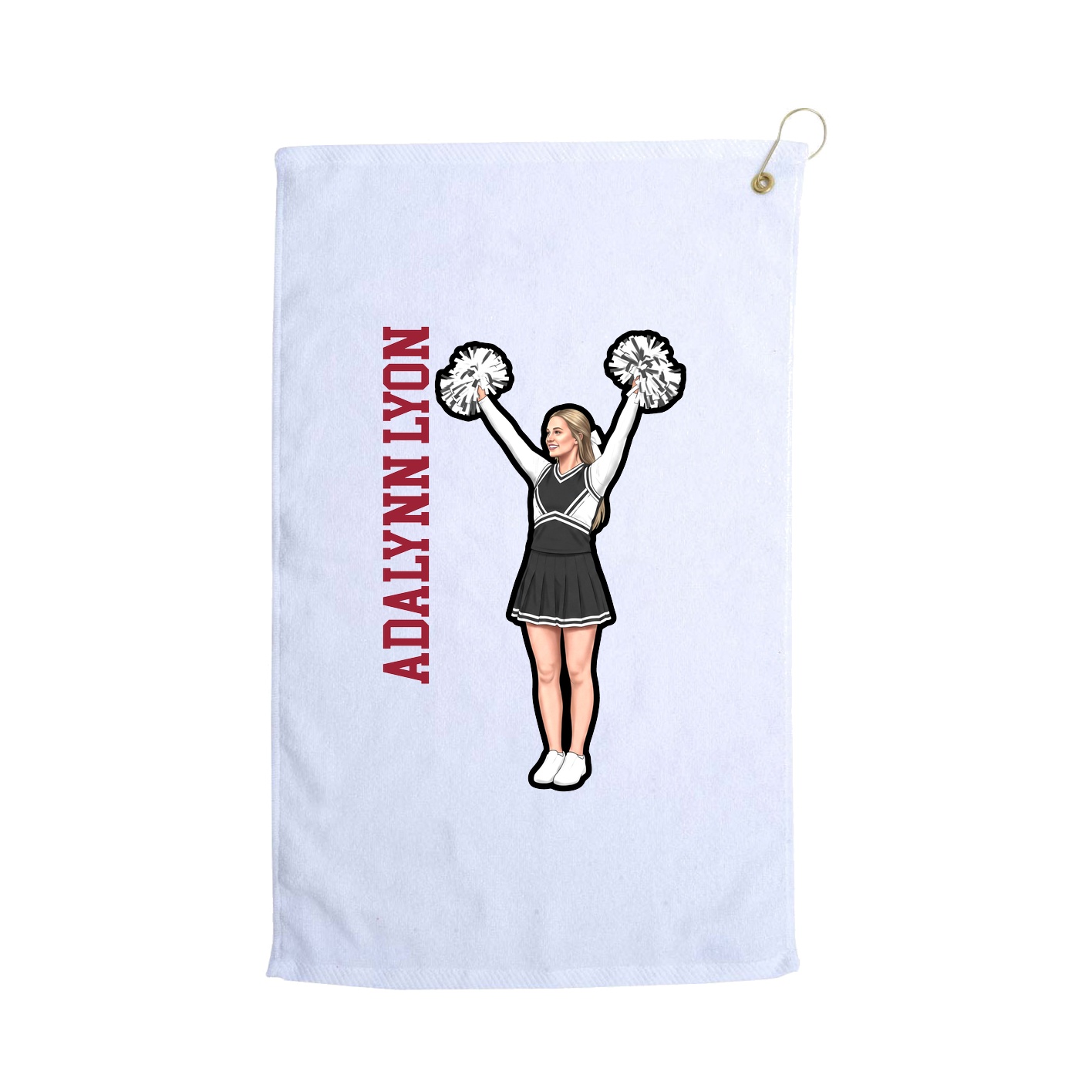 Golf Towel — Name Vertical in White