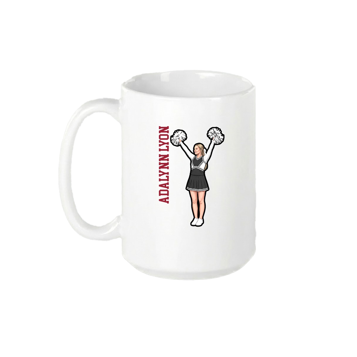 15oz Coffee Mug — Name Vertical in White