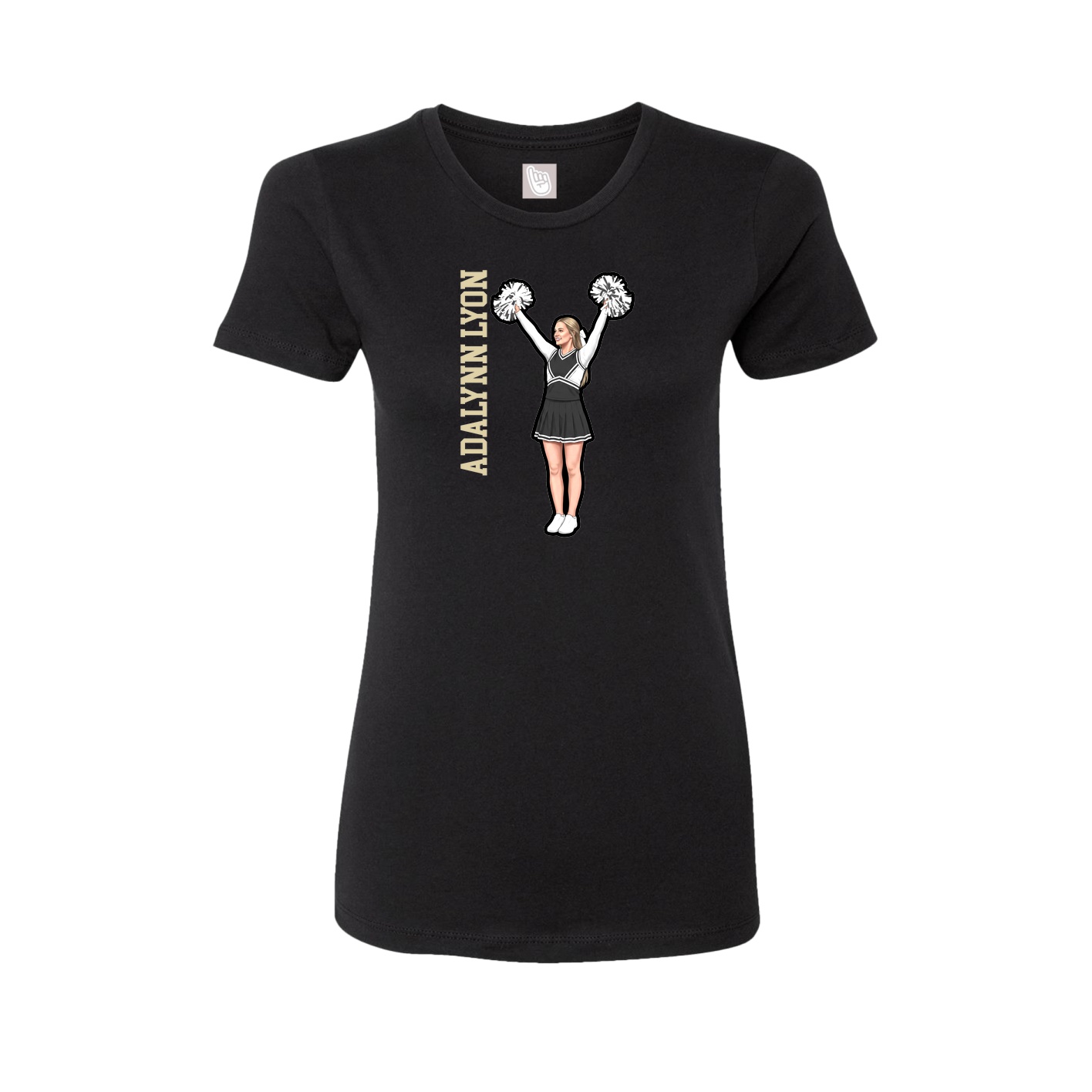 Fitted Women's Tee — Name Vertical in Black