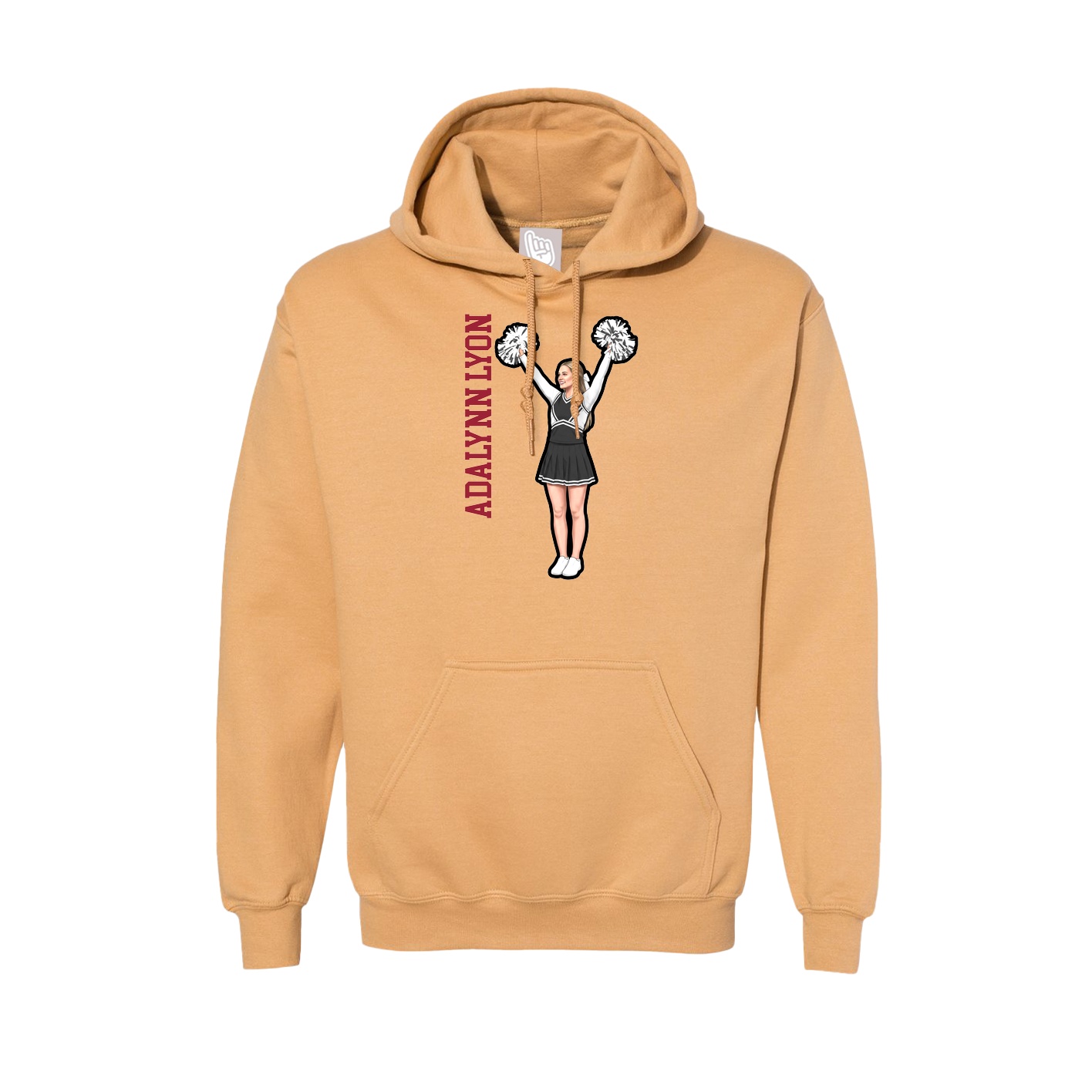 Hoodie — Name Vertical in Vegas Gold