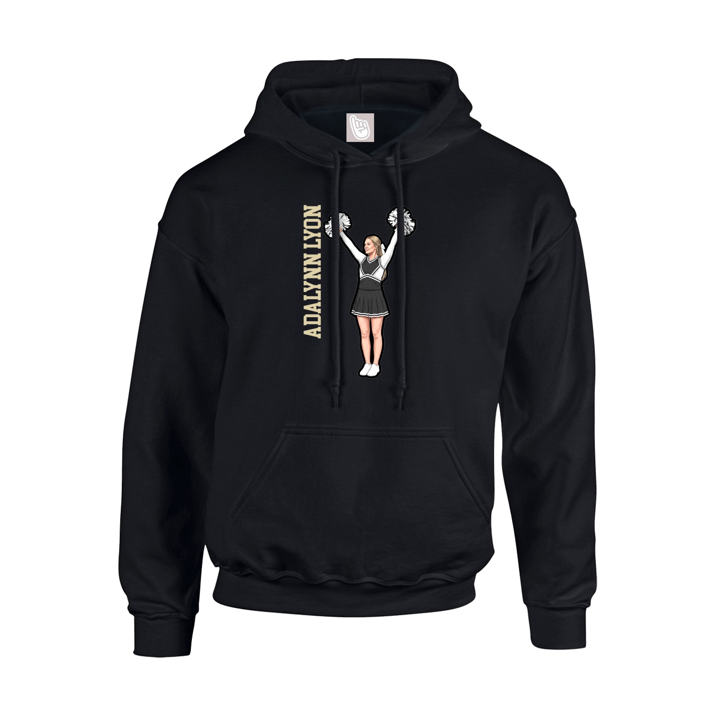 Youth Hoodie — Name Vertical in Black