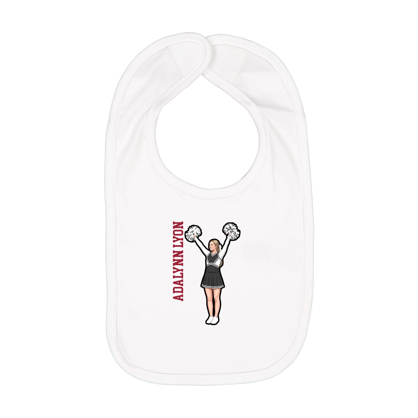 Infant Bib — Name Vertical in White