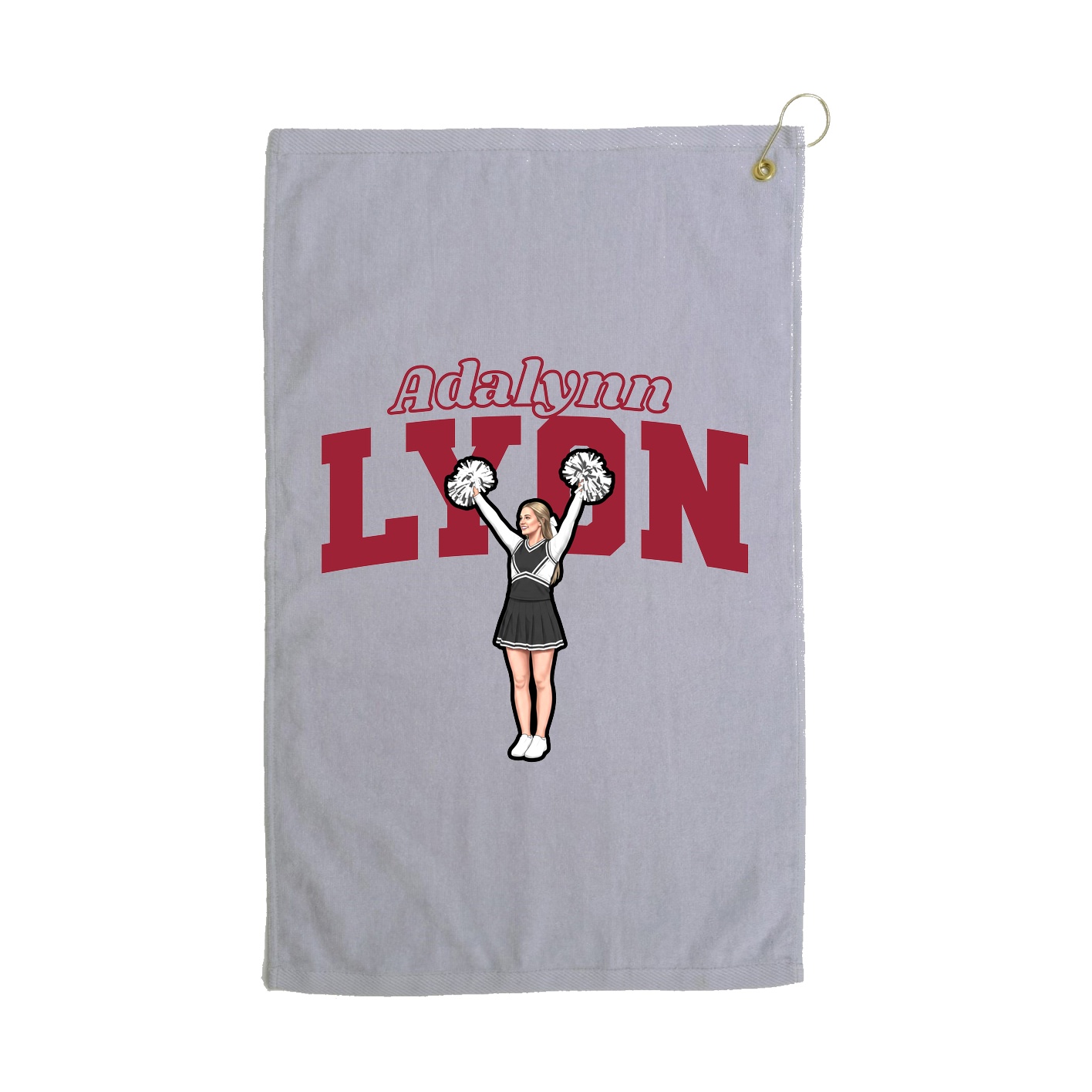 Golf Towel — Name Arch in Grey