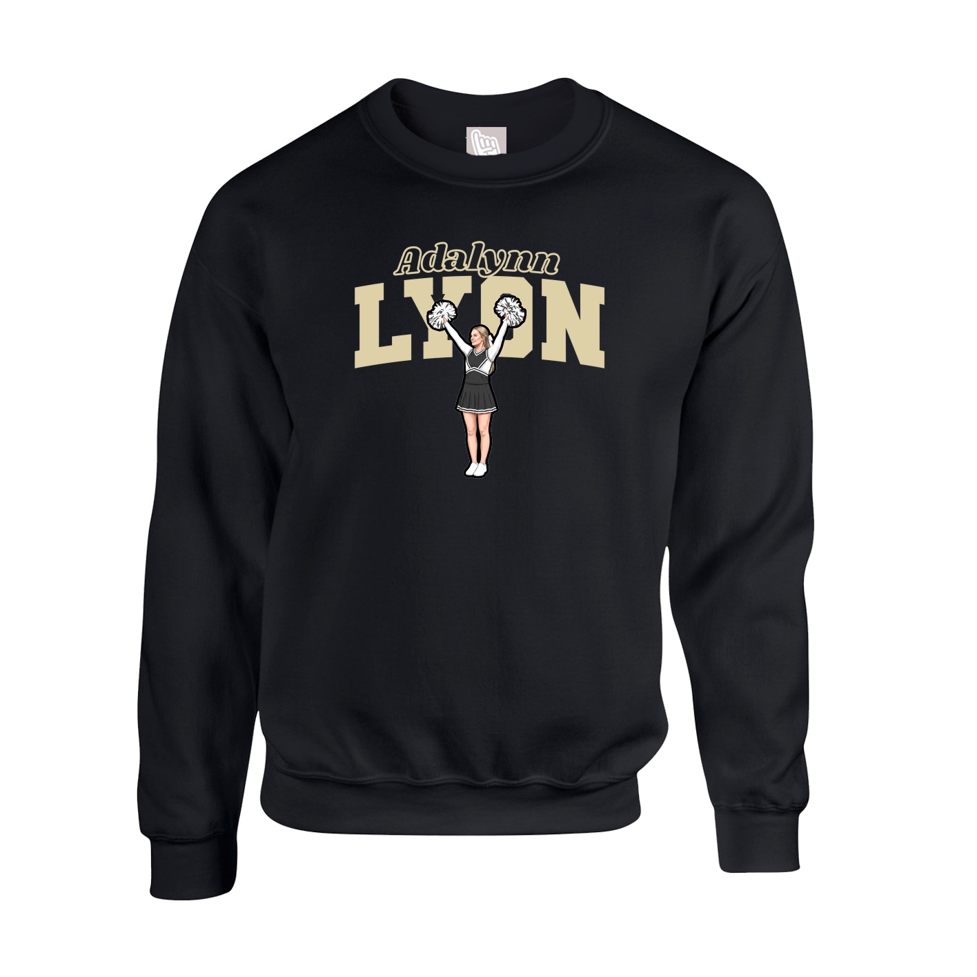 Fleece Crew — Name Arch in Black