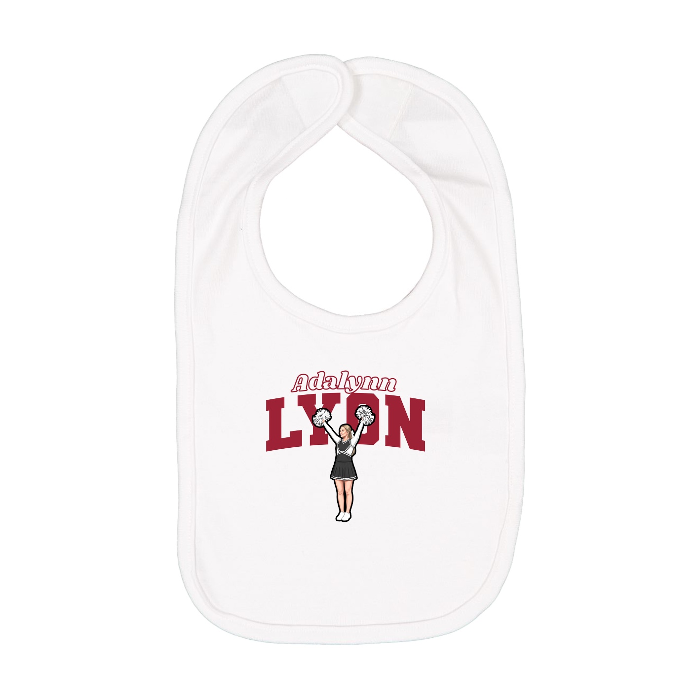 Infant Bib — Name Arch in White