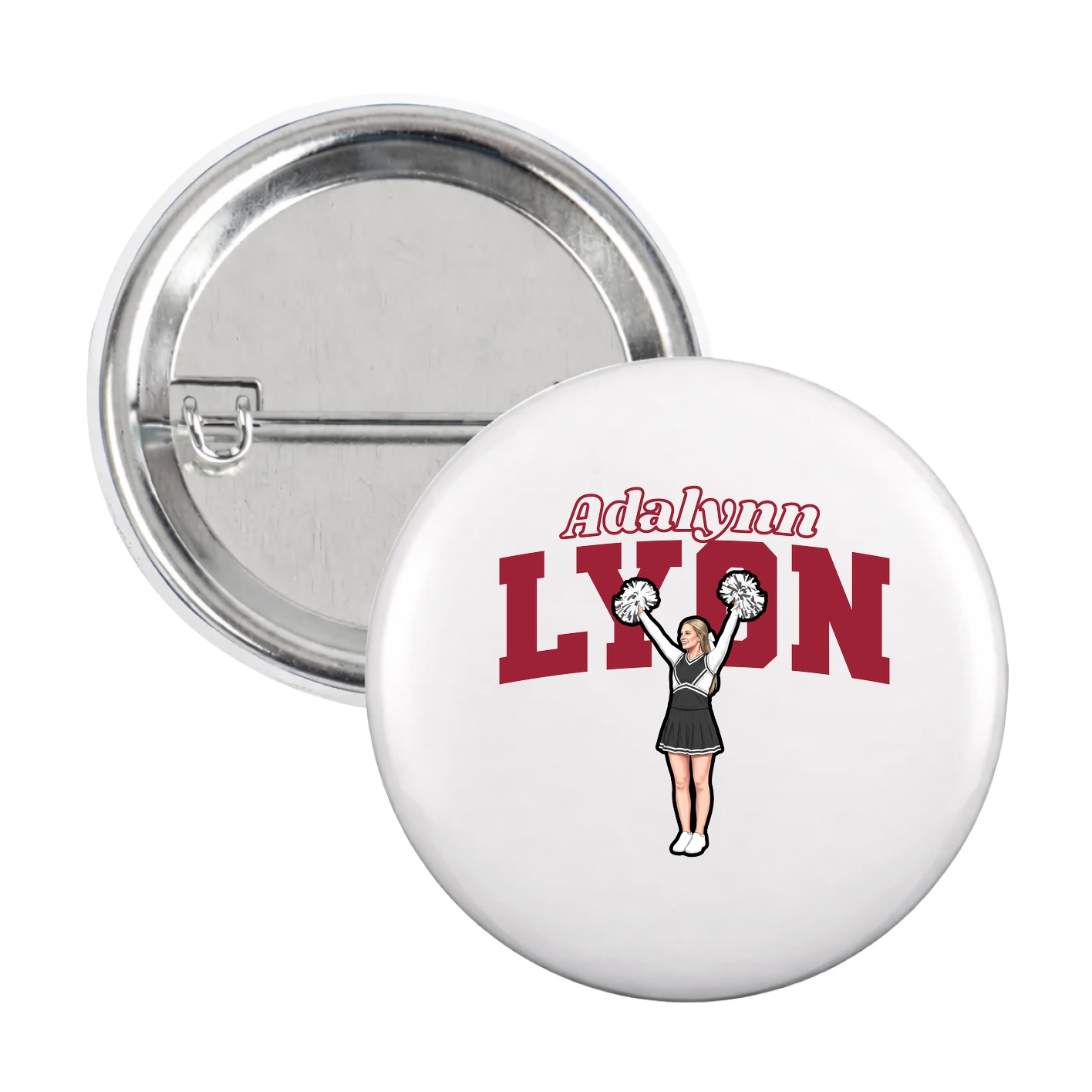 Game Day Button — Name Arch in White