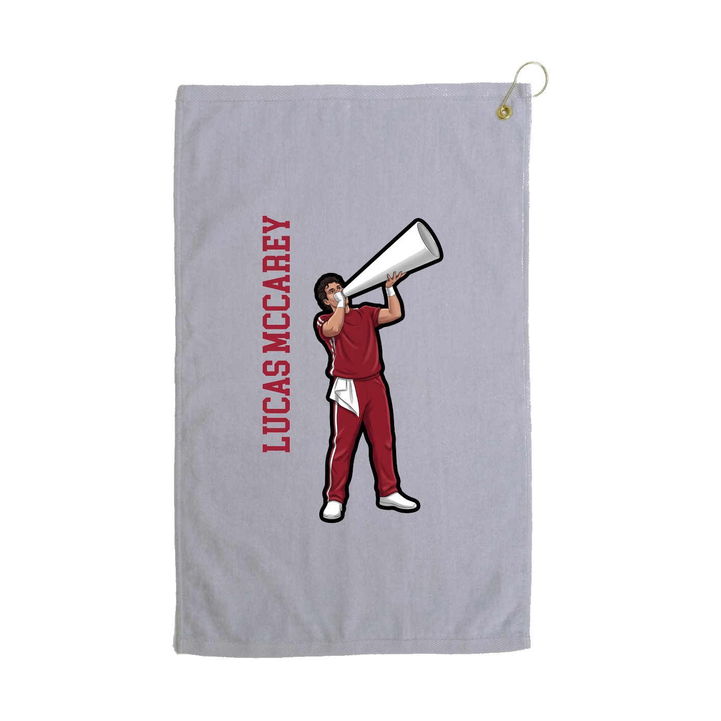 Golf Towel — Name Vertical in Grey