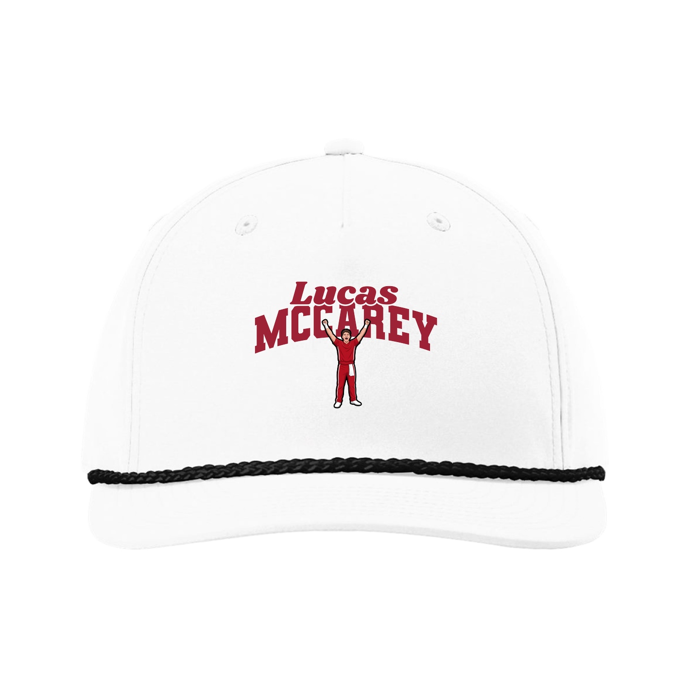 Five-Panel Classic Rope Cap — Signature Arch in White