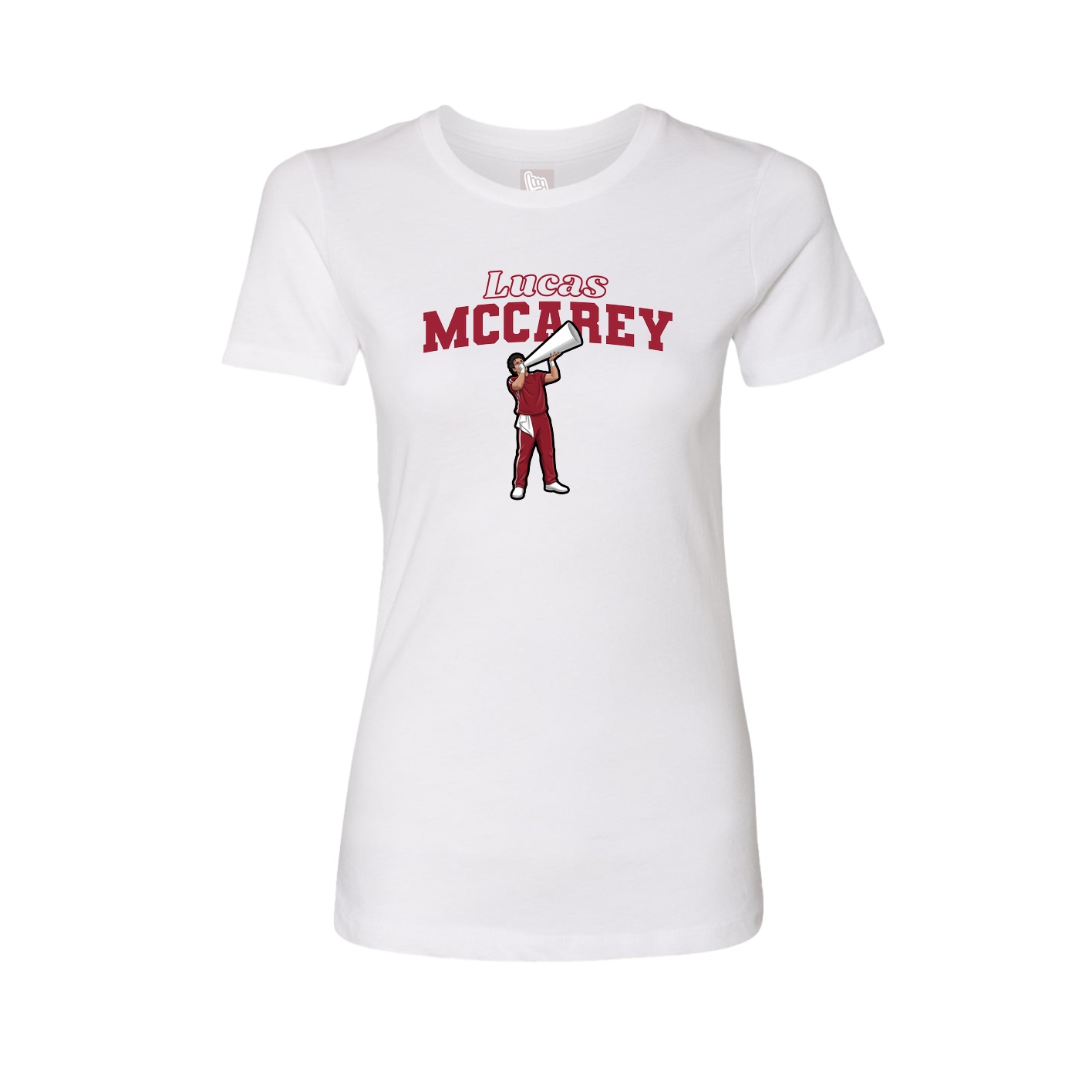 Fitted Women's Tee — Name Arch in White