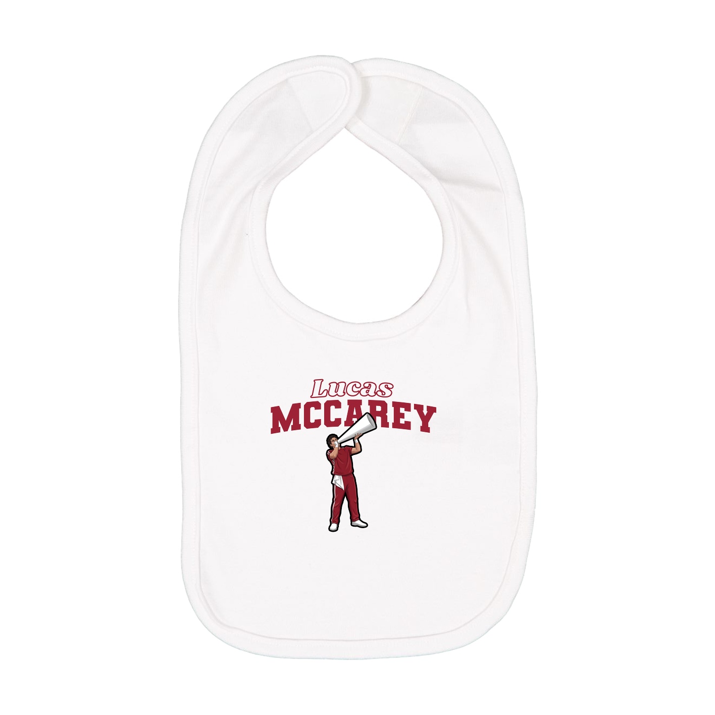 Infant Bib — Name Arch in White