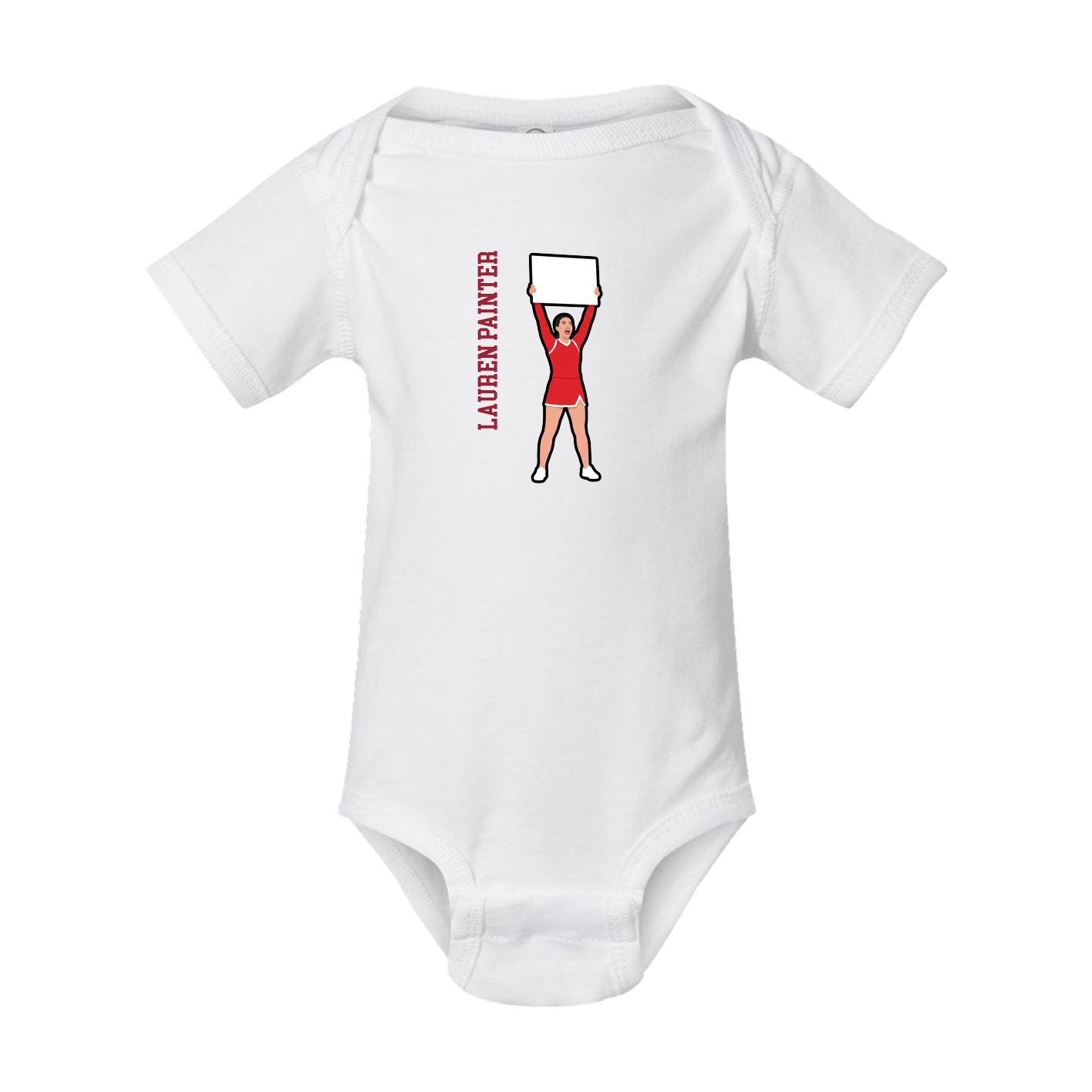 Baby Onesie — Name Vertical in White