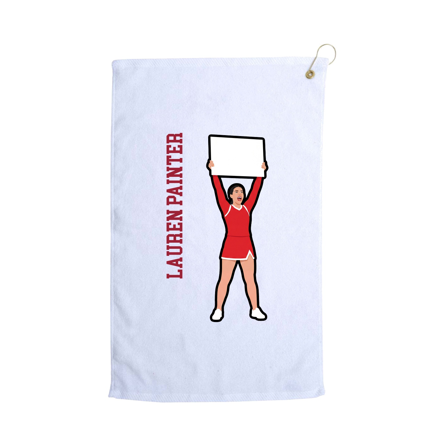 Golf Towel — Name Vertical in White