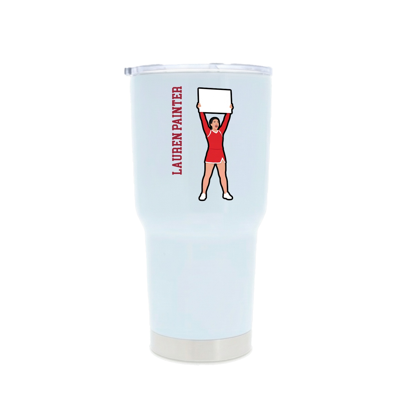 30oz Stainless Steel Tumbler — Name Vertical in White
