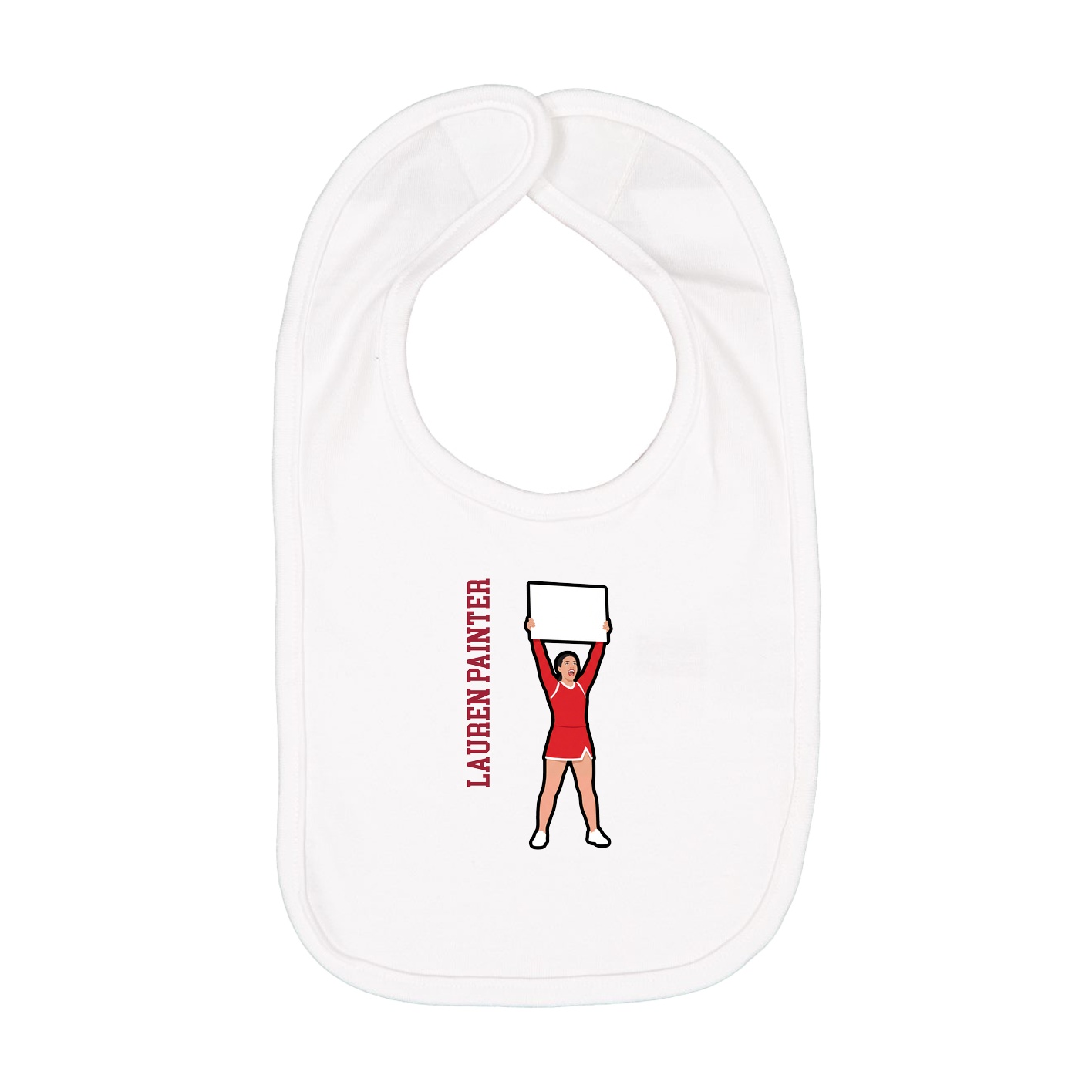 Infant Bib — Name Vertical in White