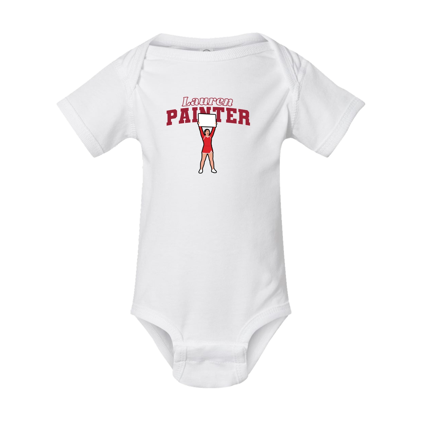 Baby Onesie — Name Arch in White