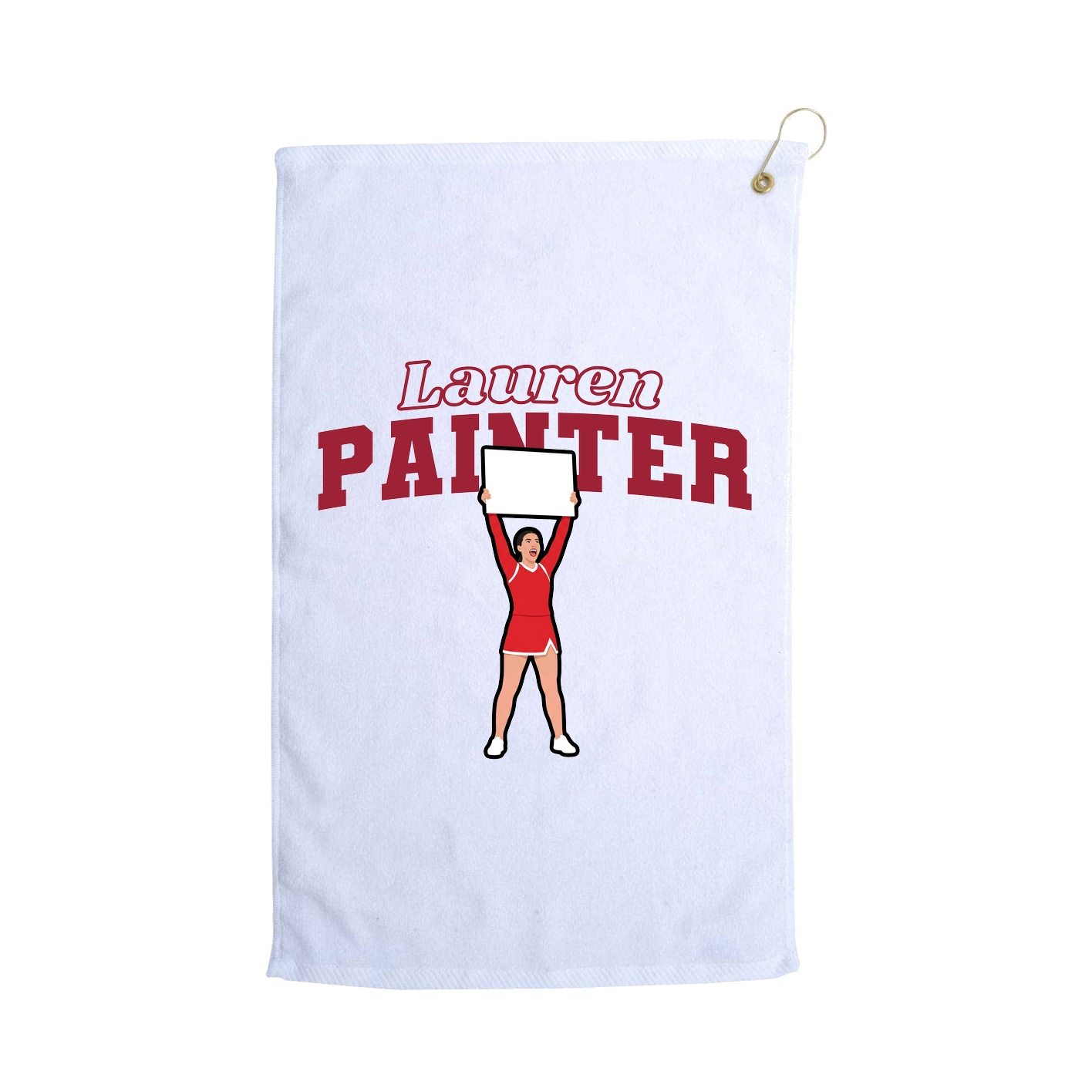 Golf Towel — Name Arch in White