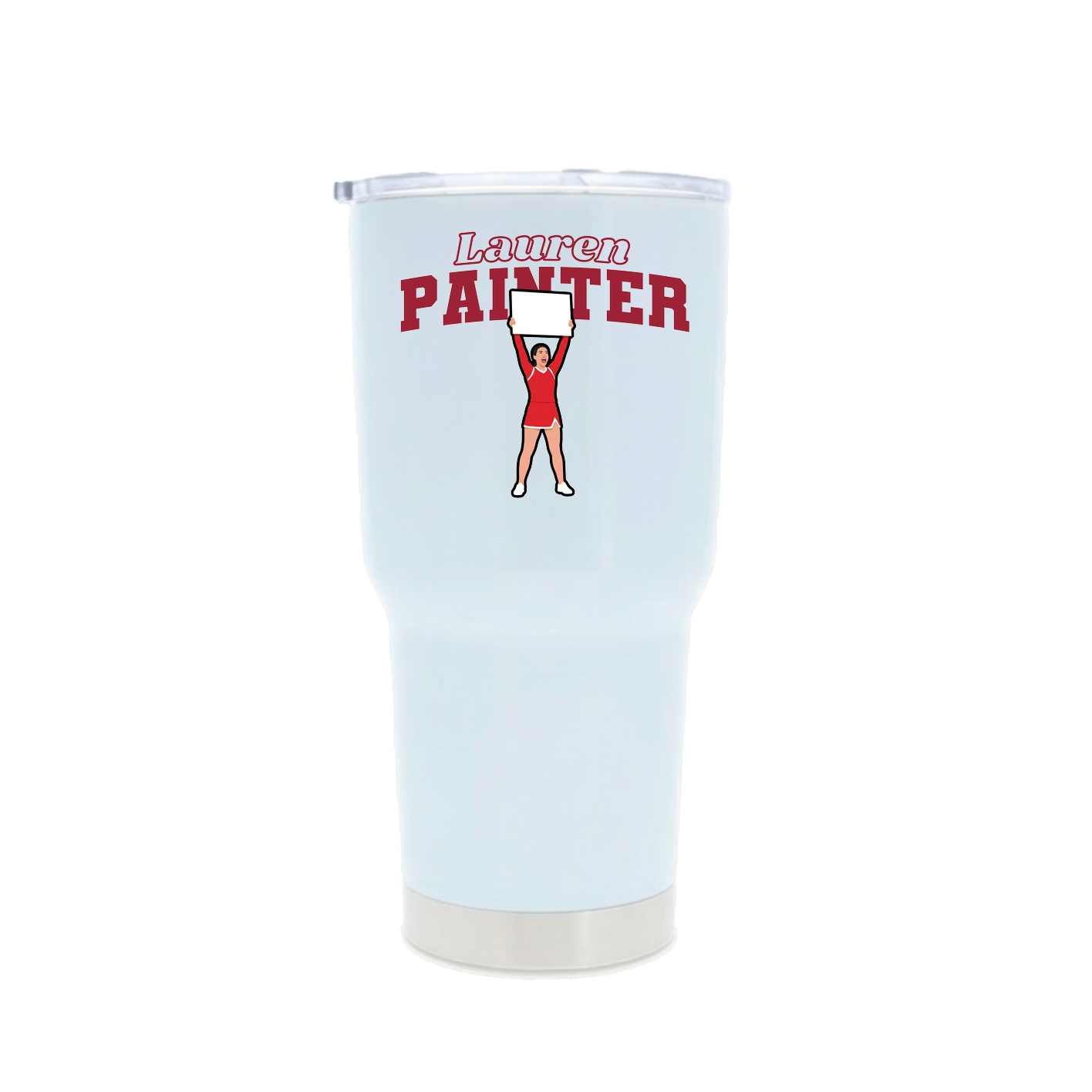 30oz Stainless Steel Tumbler — Name Arch in White