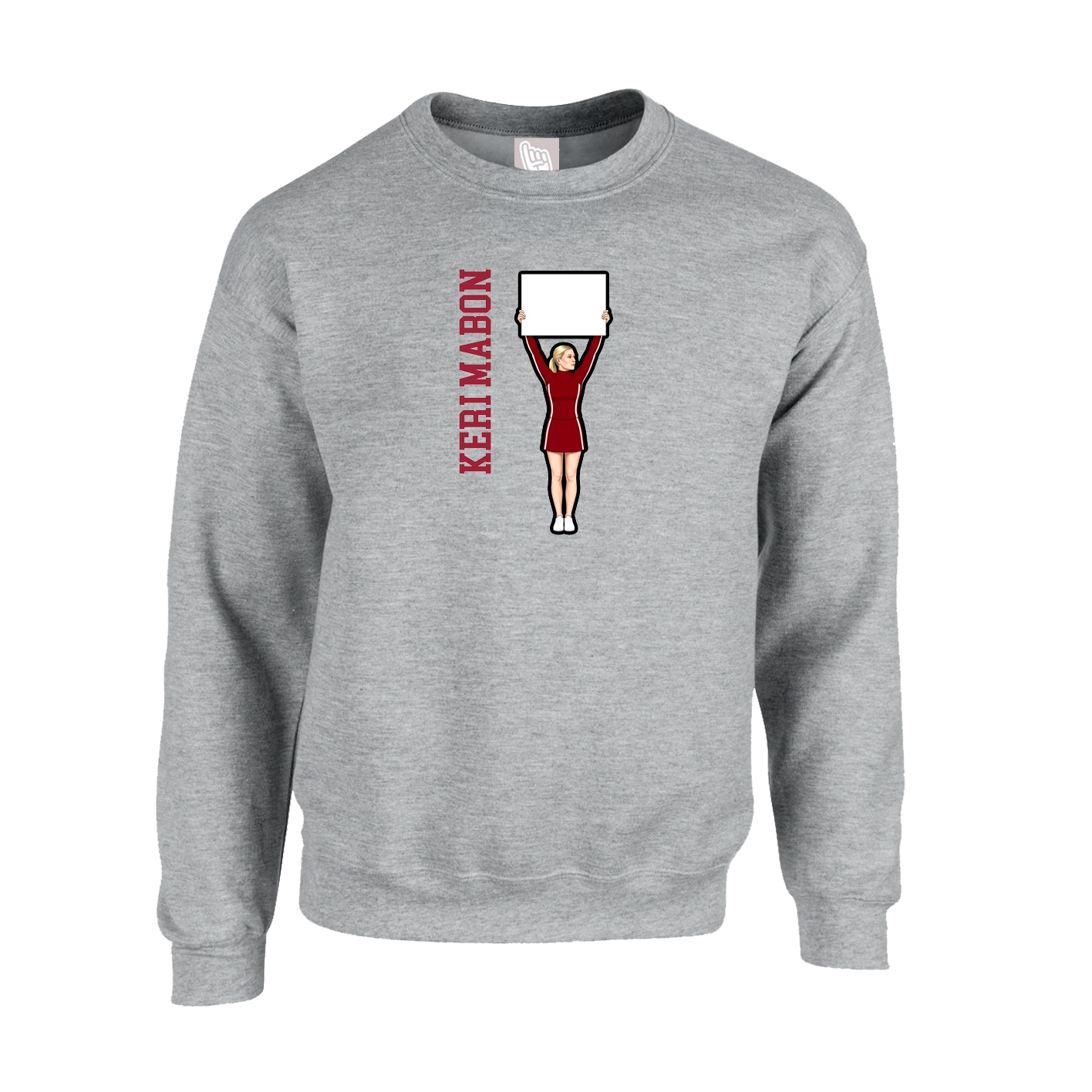 Fleece Crew — Name Vertical in Grey
