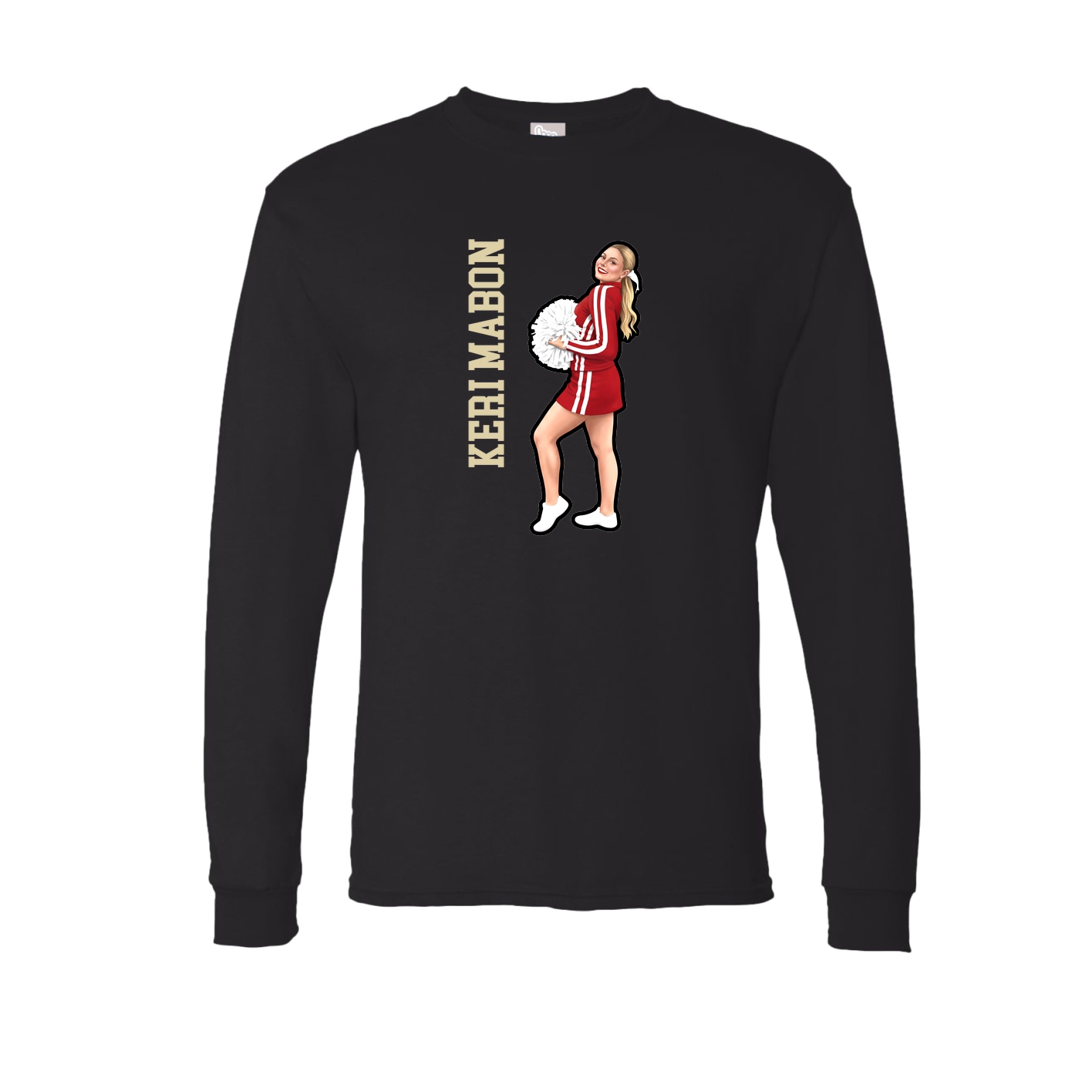 Long Sleeve Tee — Name Vertical in Black