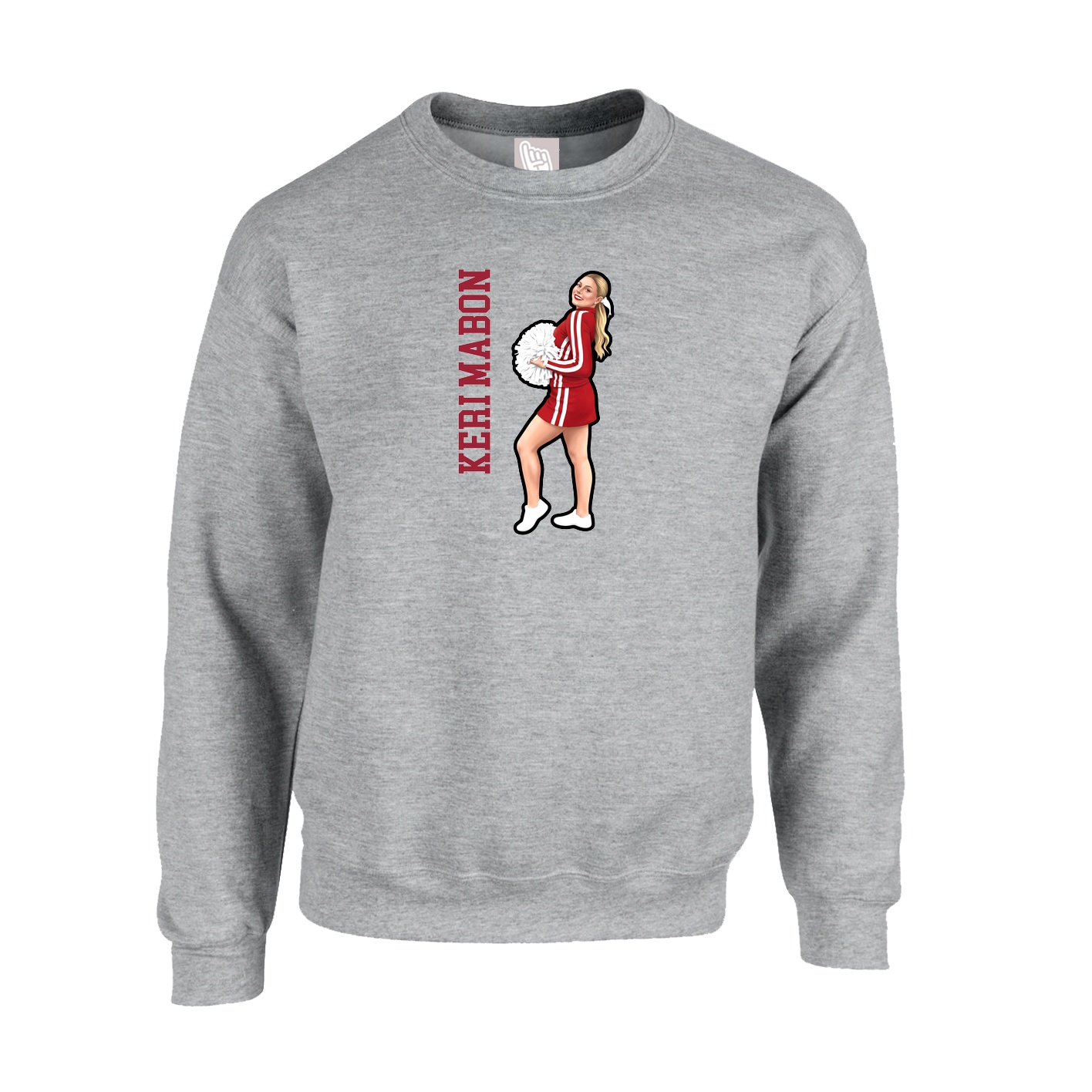 Fleece Crew — Name Vertical in Grey