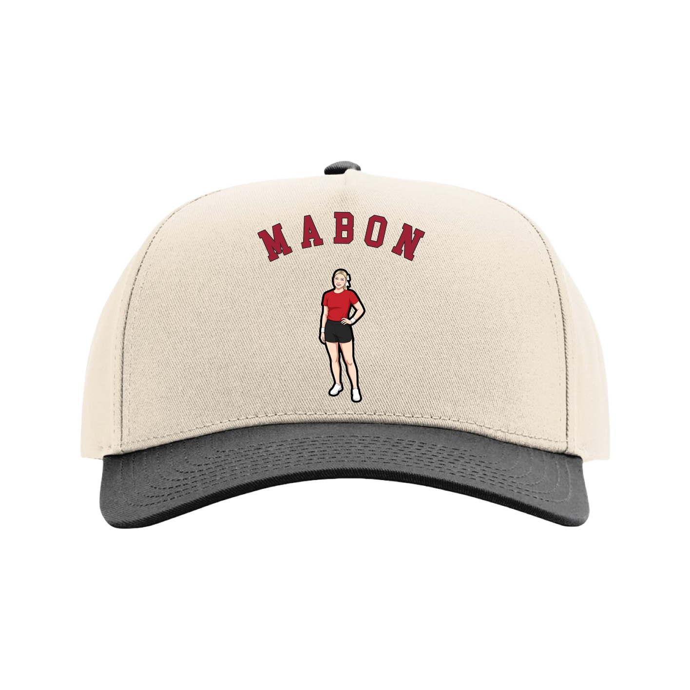 Full Fabric Five-Panel Champ Cap — Shirsey Arch in Cream/Black