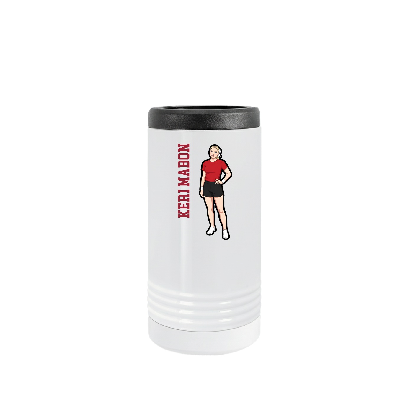 Slim Beverage Holder — Name Vertical in White
