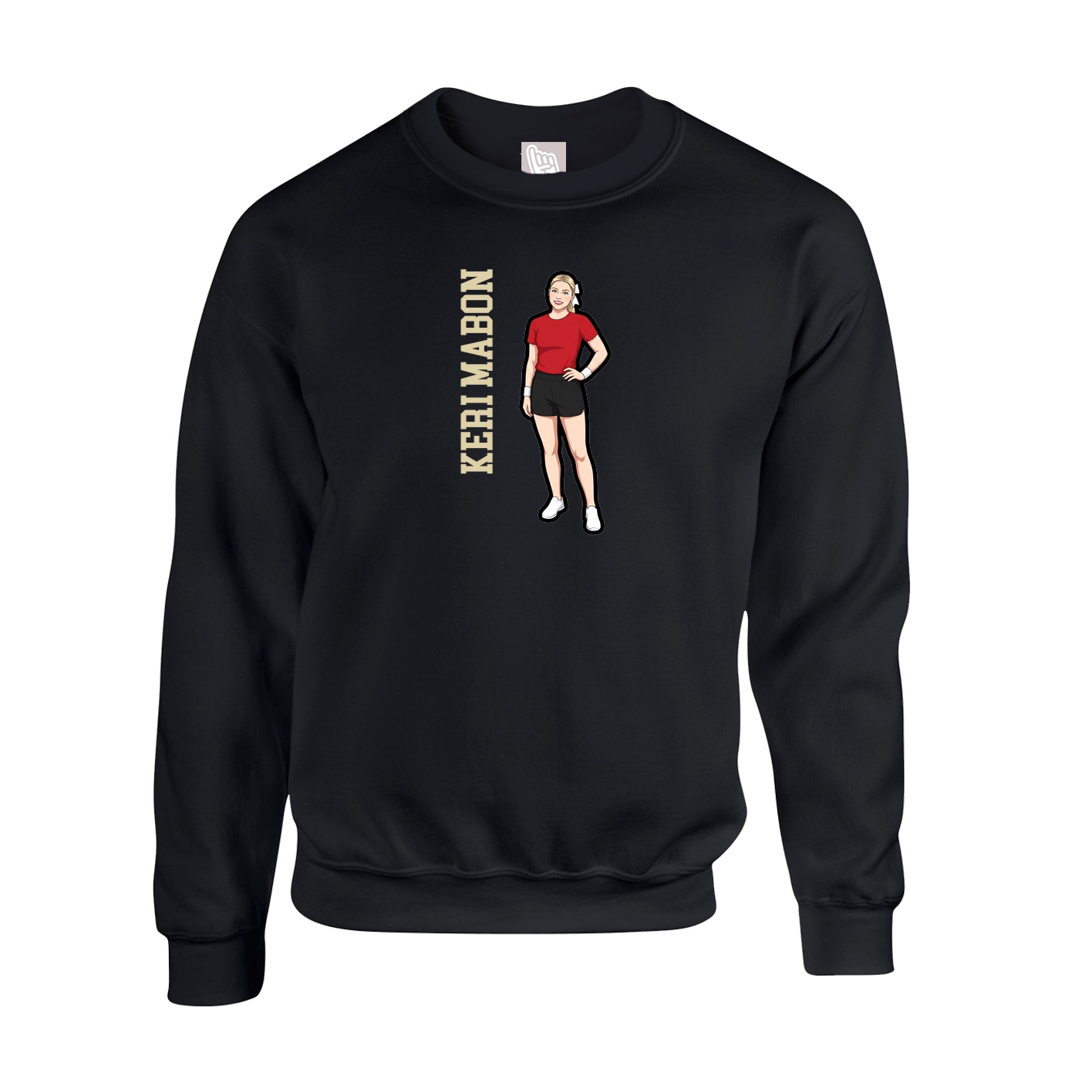 Fleece Crew — Name Vertical in Black