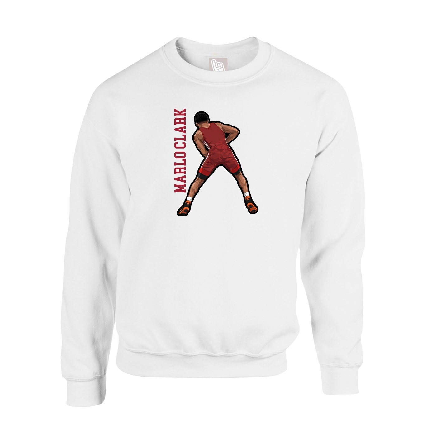 Fleece Crew — Name Vertical in White
