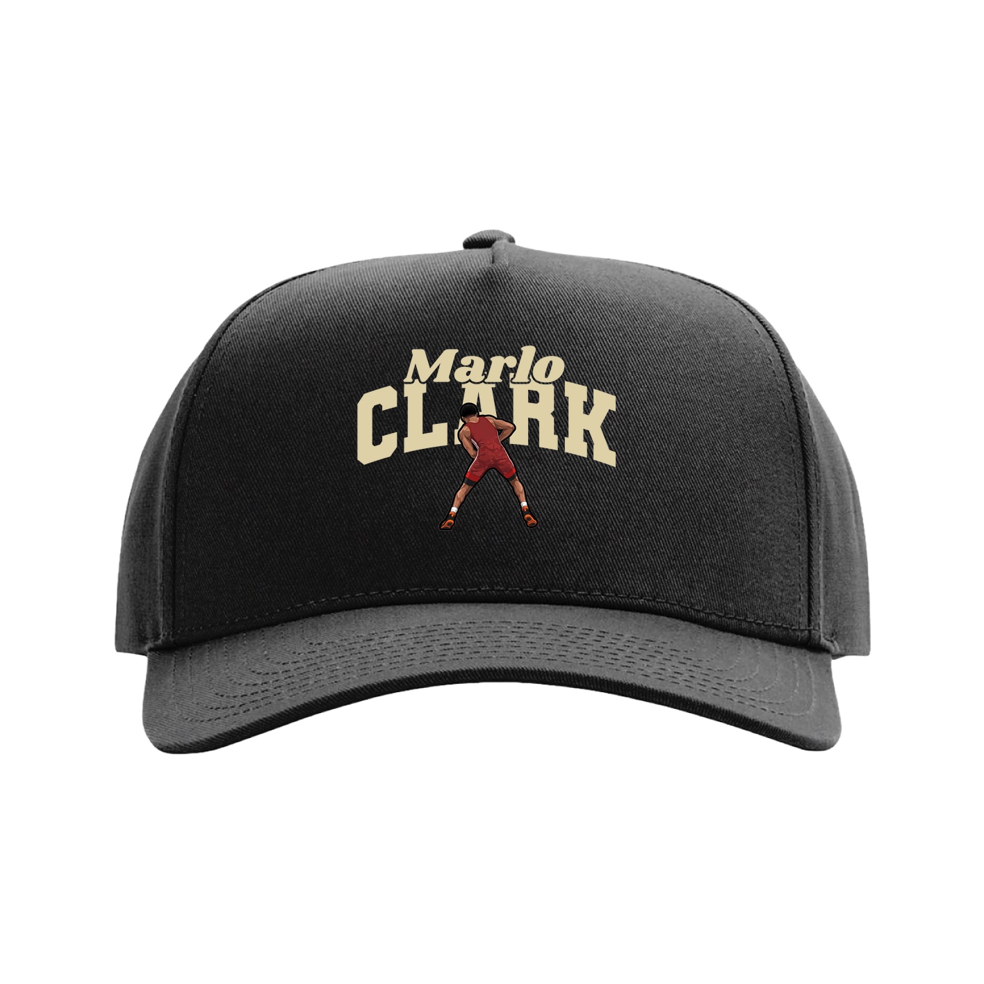 Full Fabric Five-Panel Champ Cap — Signature Arch in Black