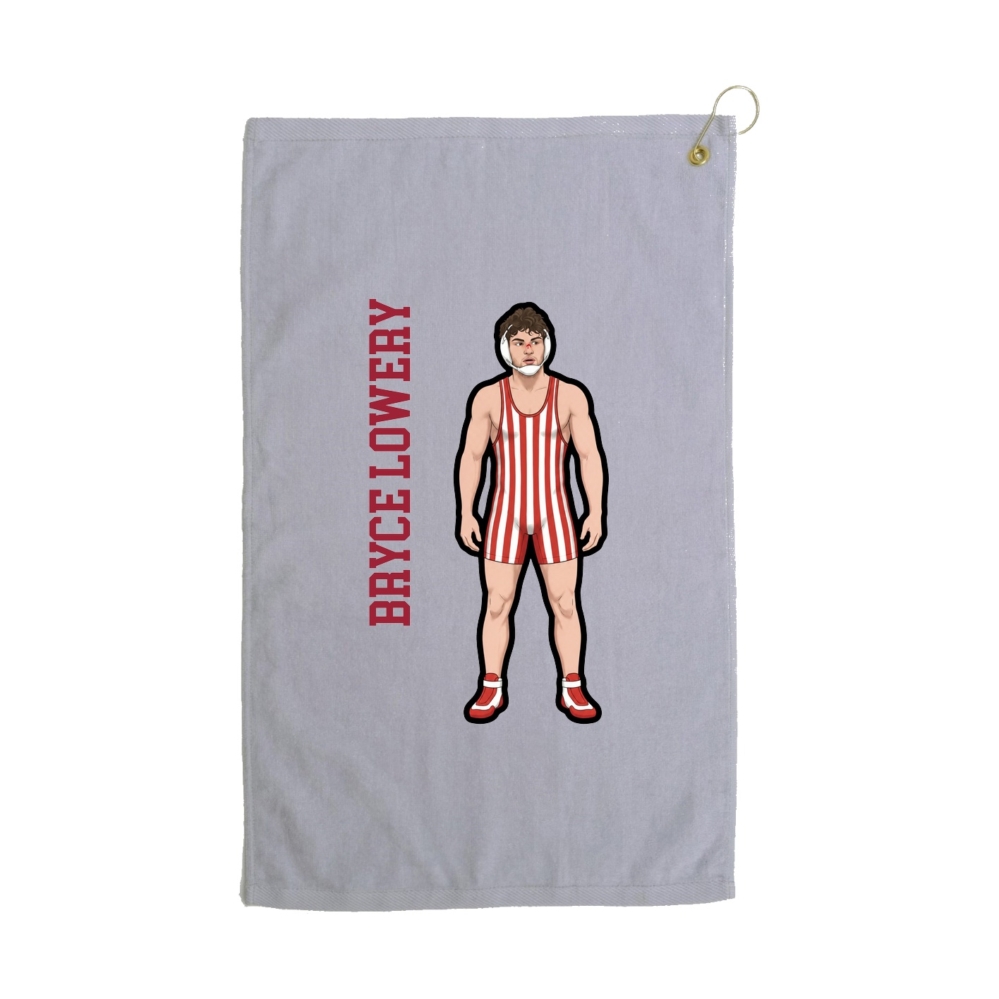 Golf Towel — Name Vertical in Grey