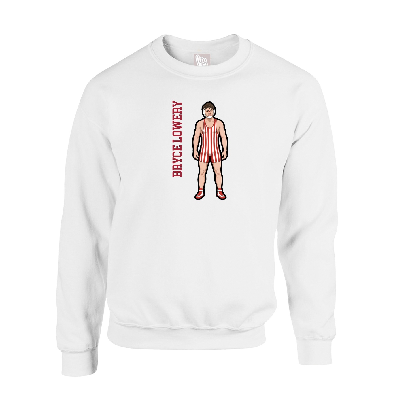 Fleece Crew — Name Vertical in White