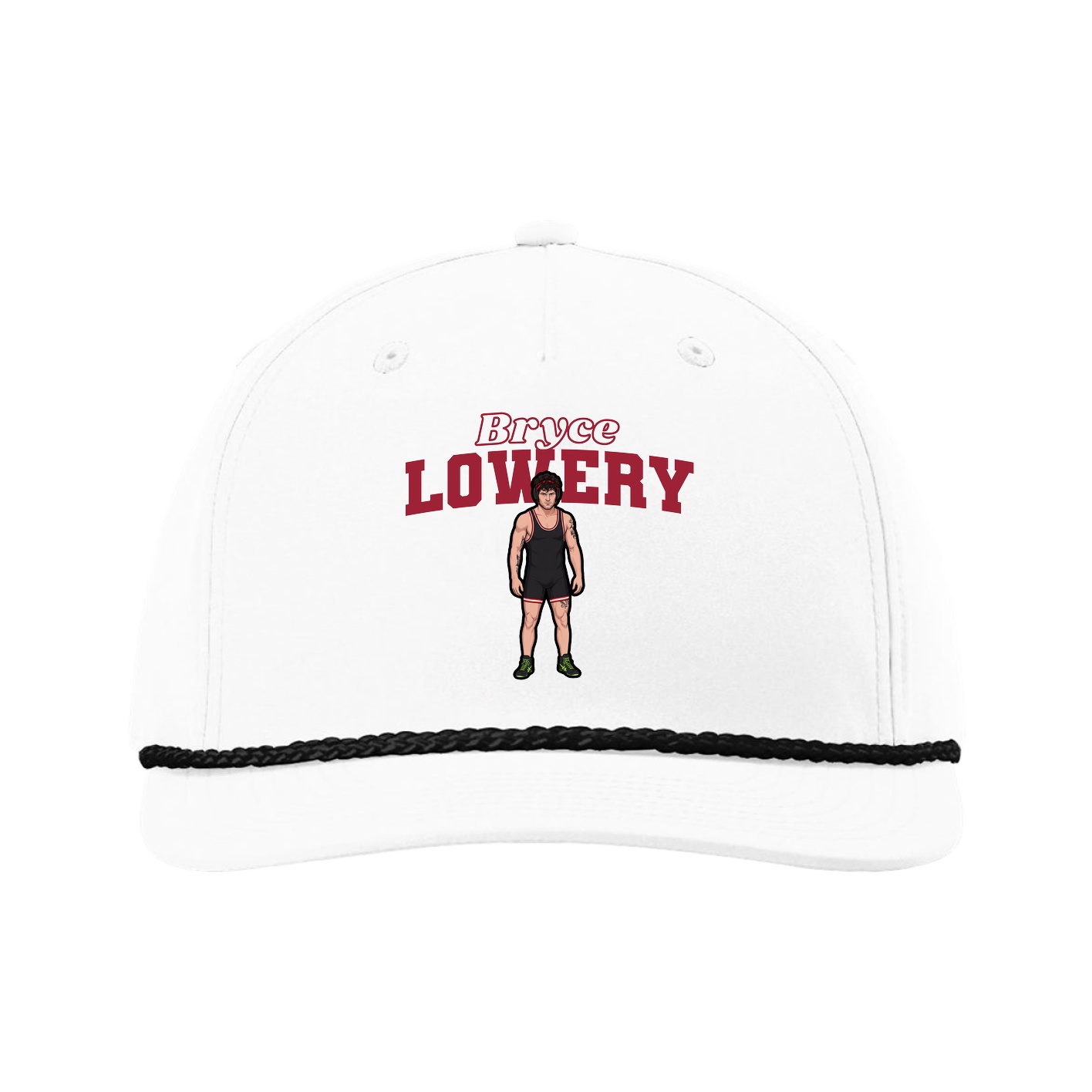 Five-Panel Classic Rope Cap — Name Arch in White