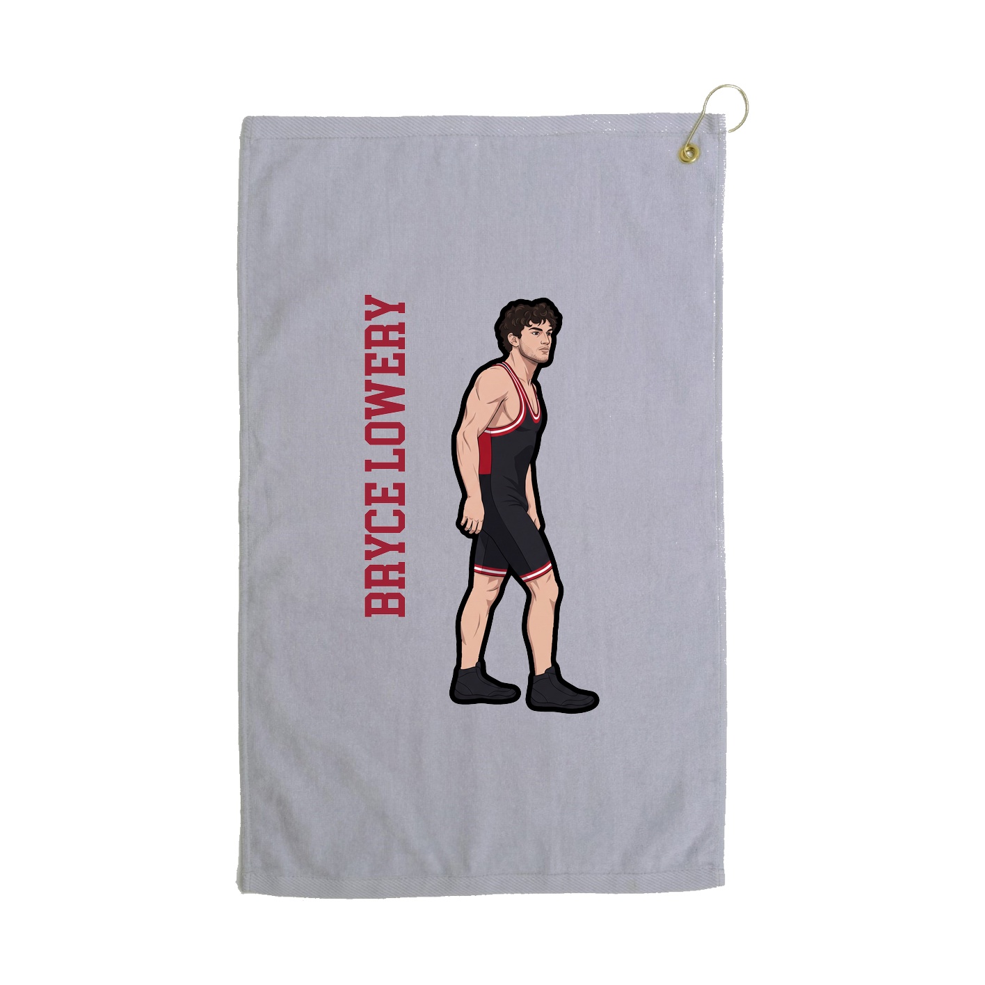 Golf Towel — Name Vertical in Grey