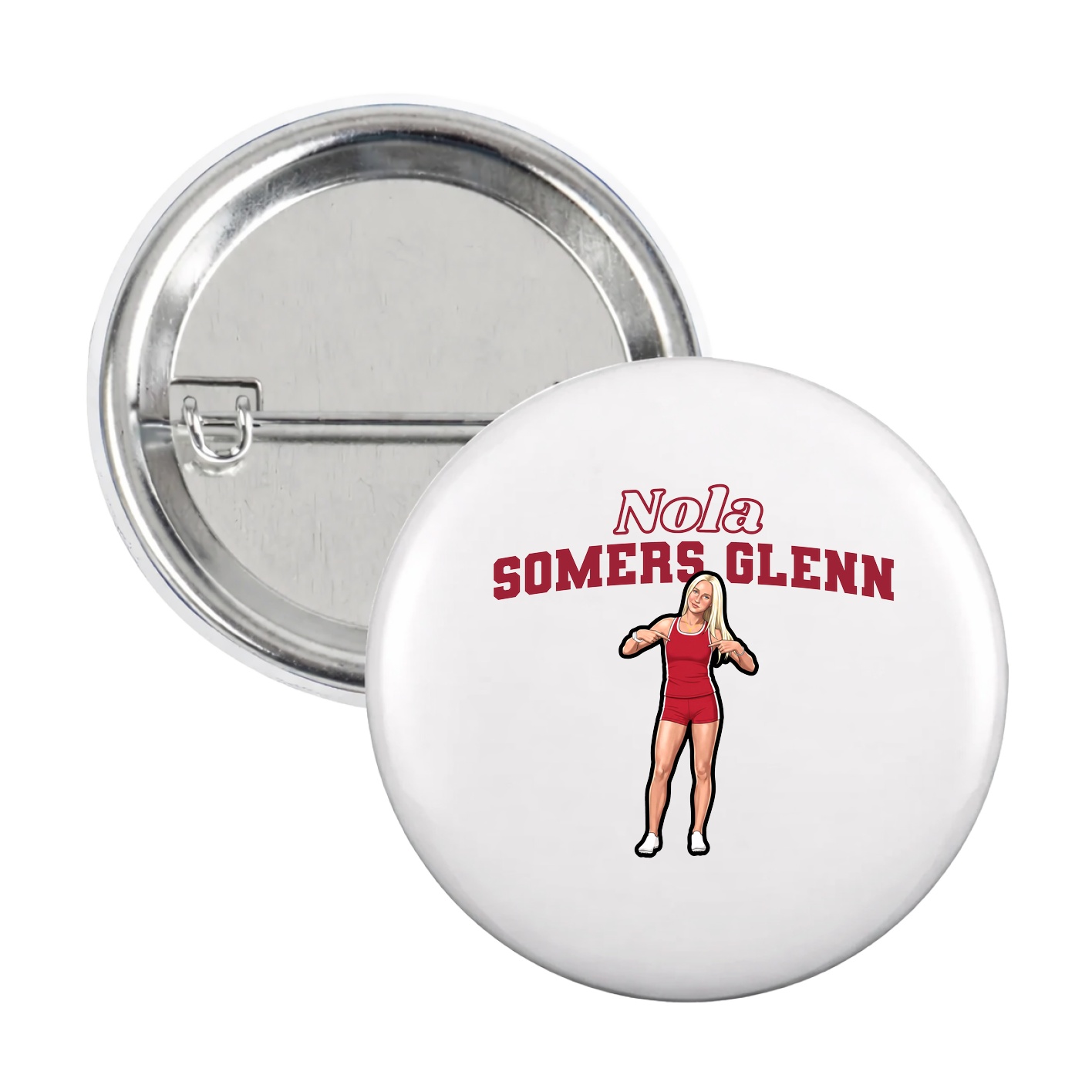 Game Day Button — Name Arch in White