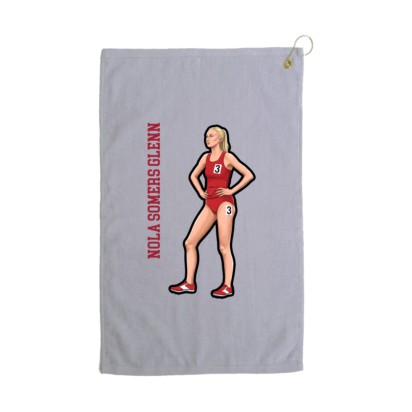 Golf Towel — Name Vertical in Grey
